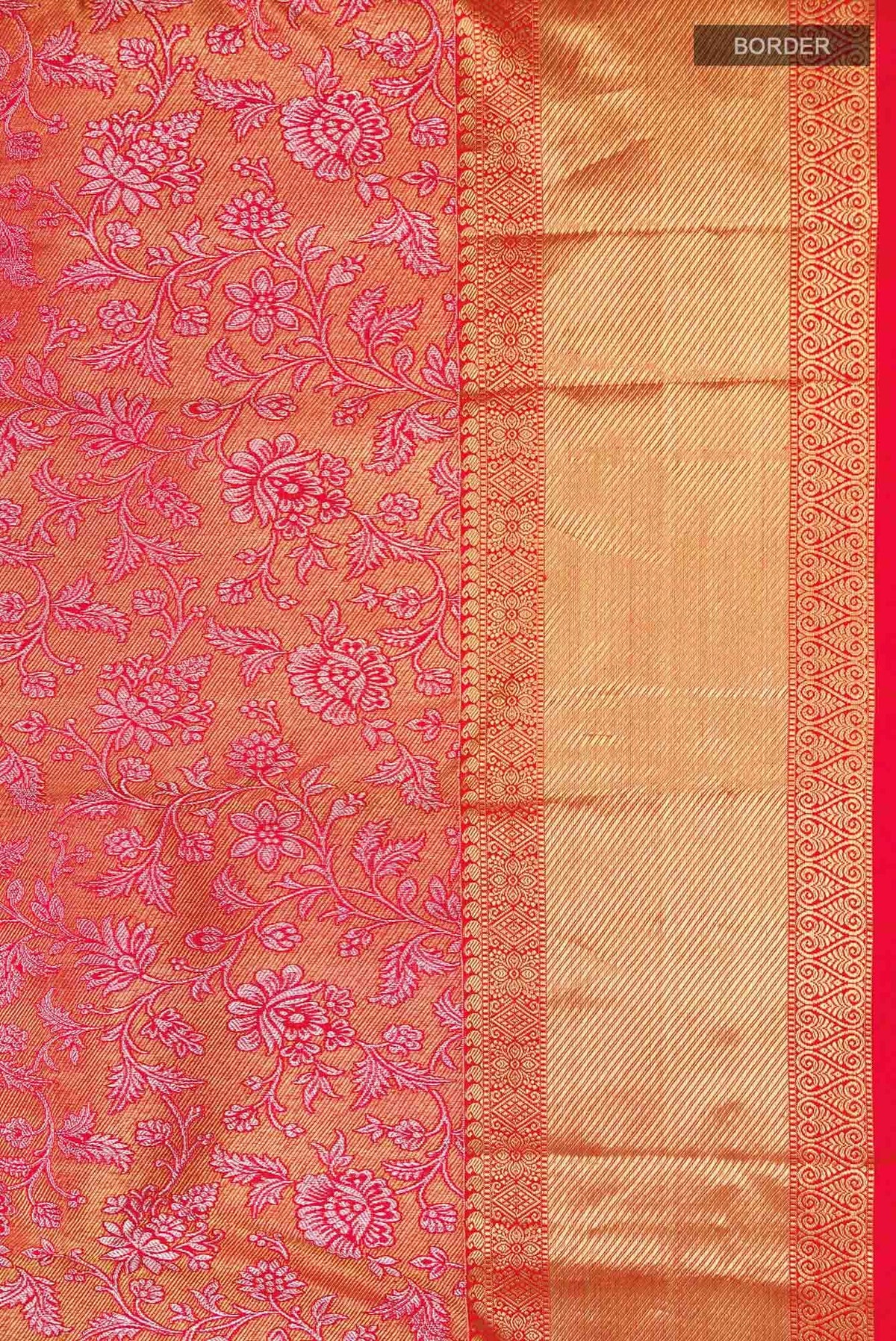 Pure Silk Pure Zari Orange with Gold Color Kanjivaram Saree