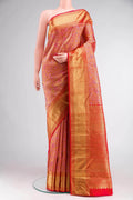 Pure Silk Pure Zari Orange with Gold Color Kanjivaram Saree