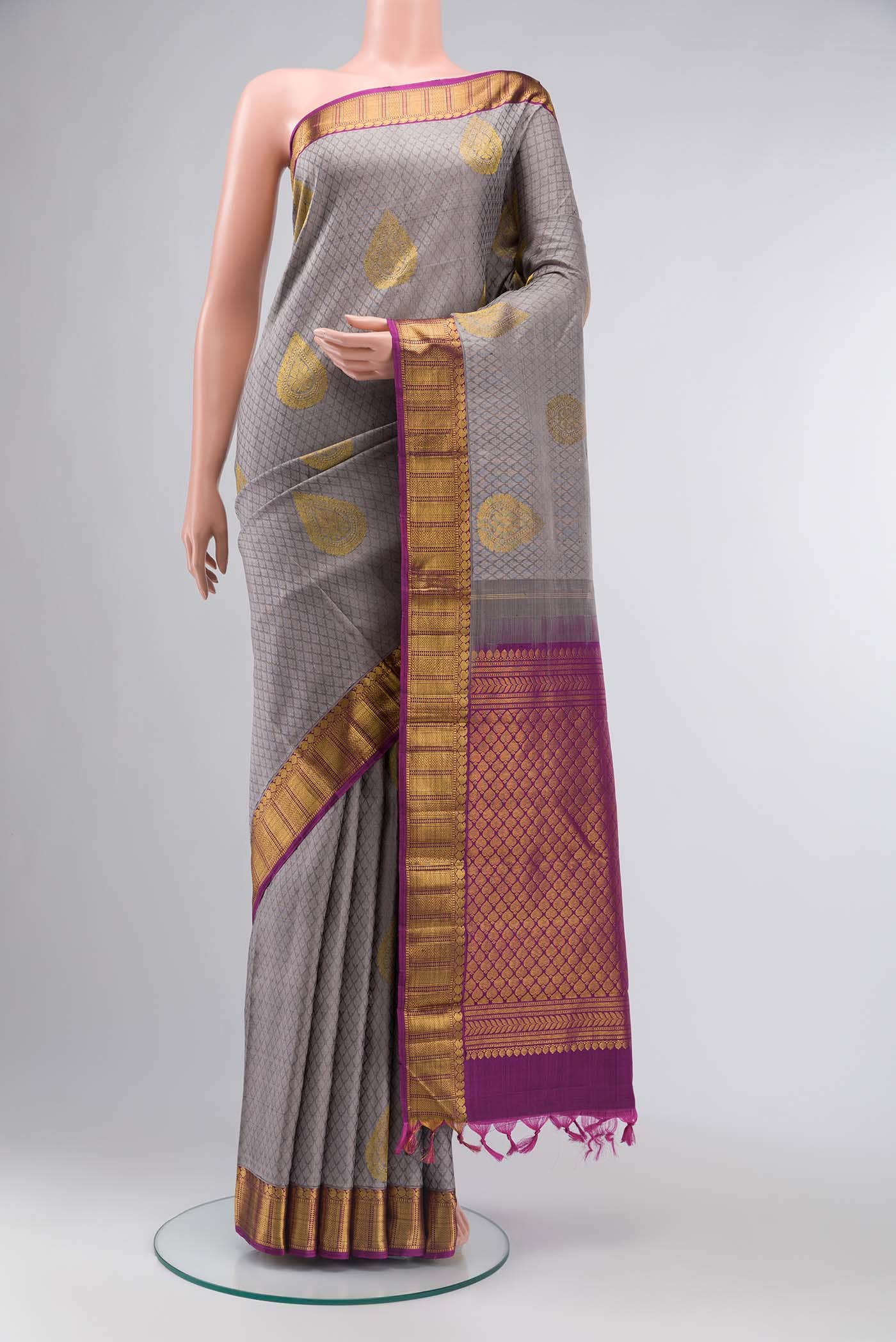 Grey Kanchipuram Silk Saree