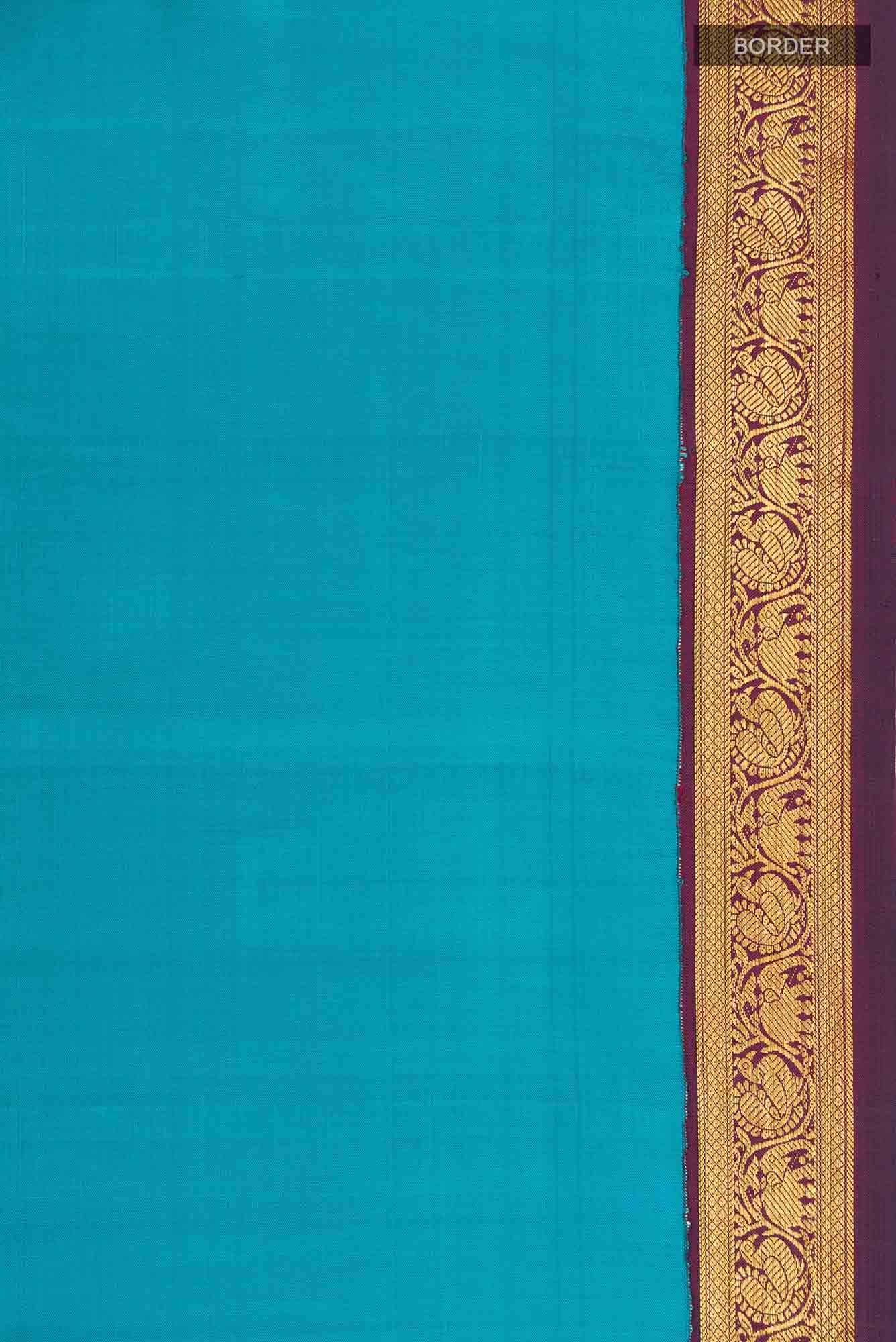 Pure Silk Pure Zari Blue Kanchipuram Saree