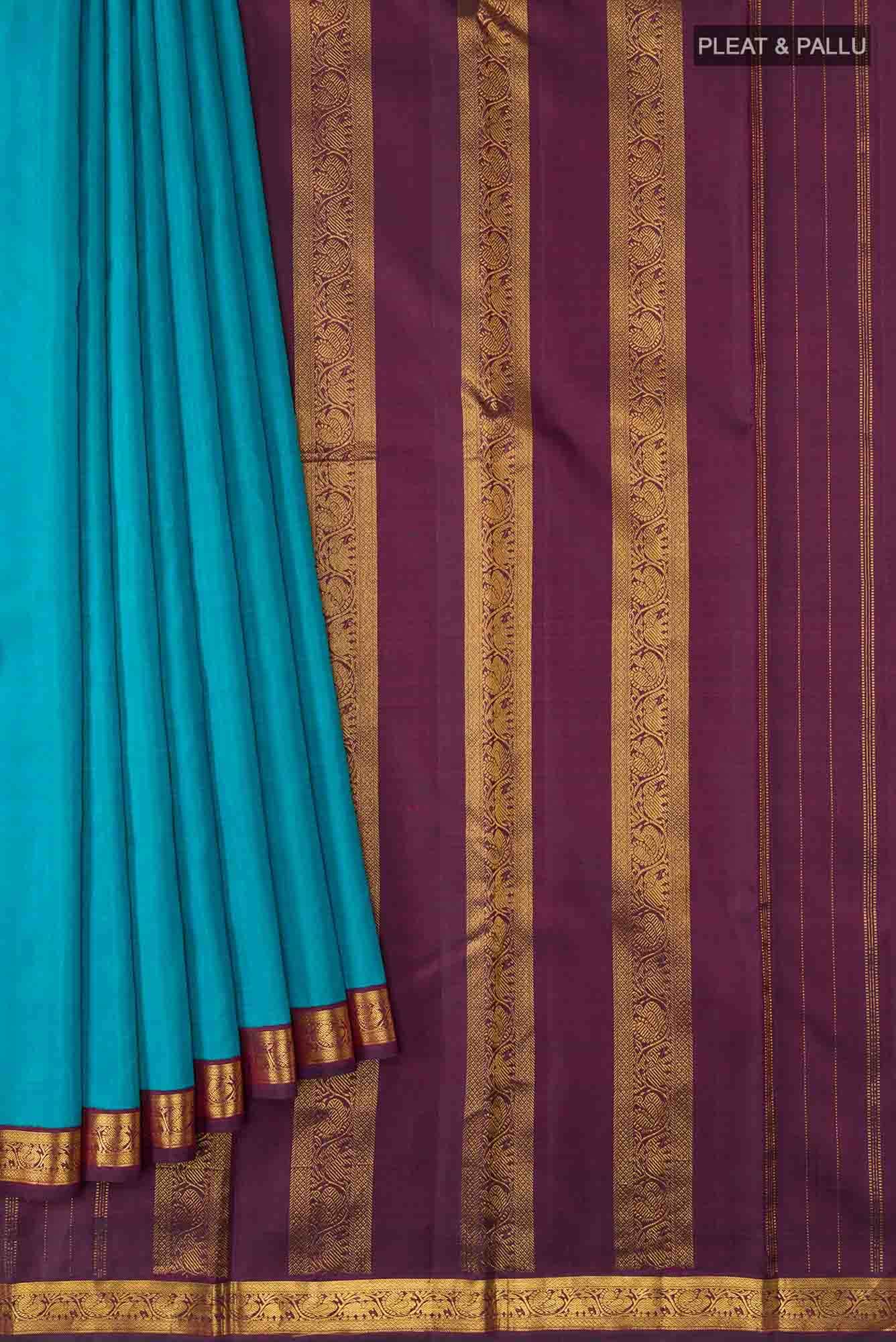 Pure Silk Pure Zari Blue Kanchipuram Saree