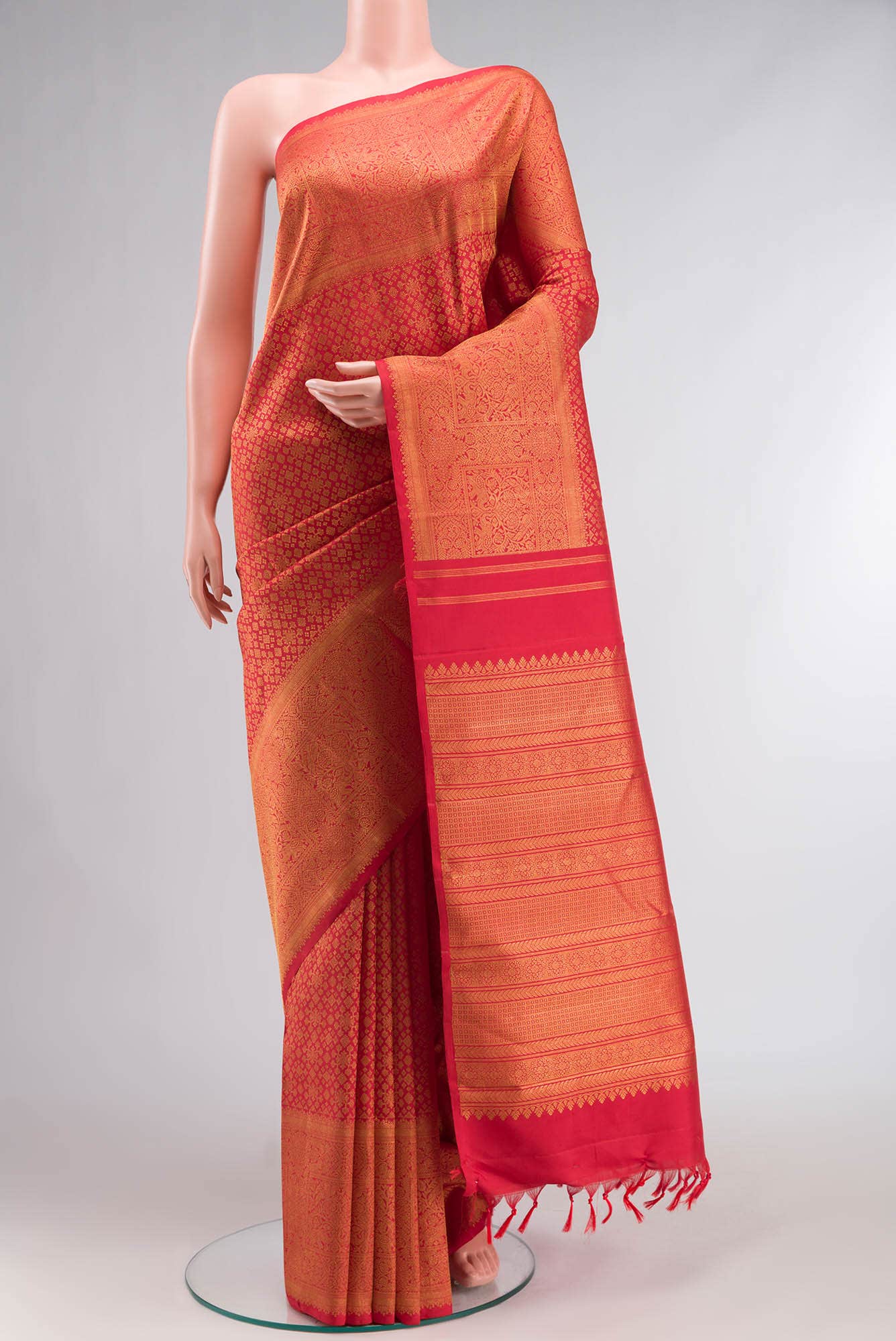 Orange Kanchipuram Silk Saree