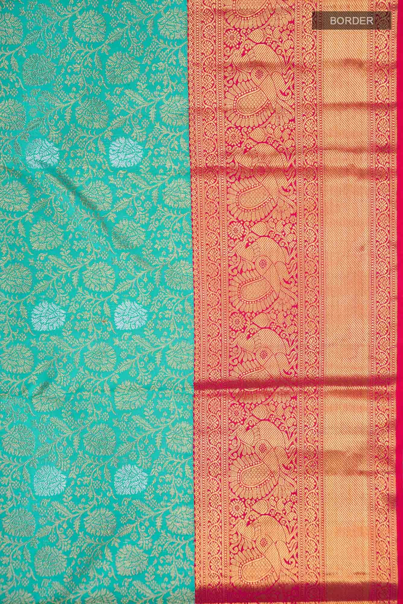 Turquoise Kanchipuram Silk Saree