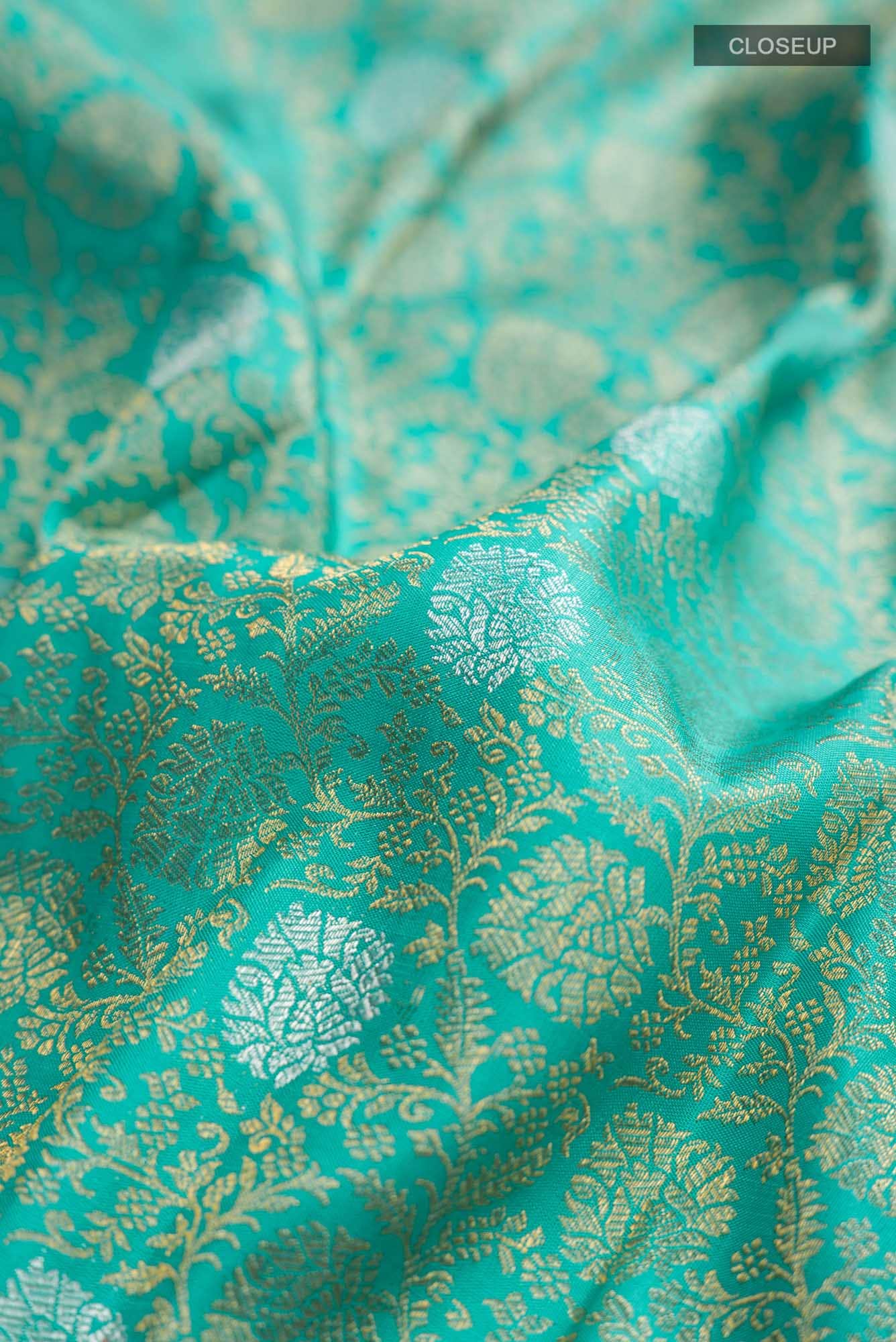 Turquoise Kanchipuram Silk Saree
