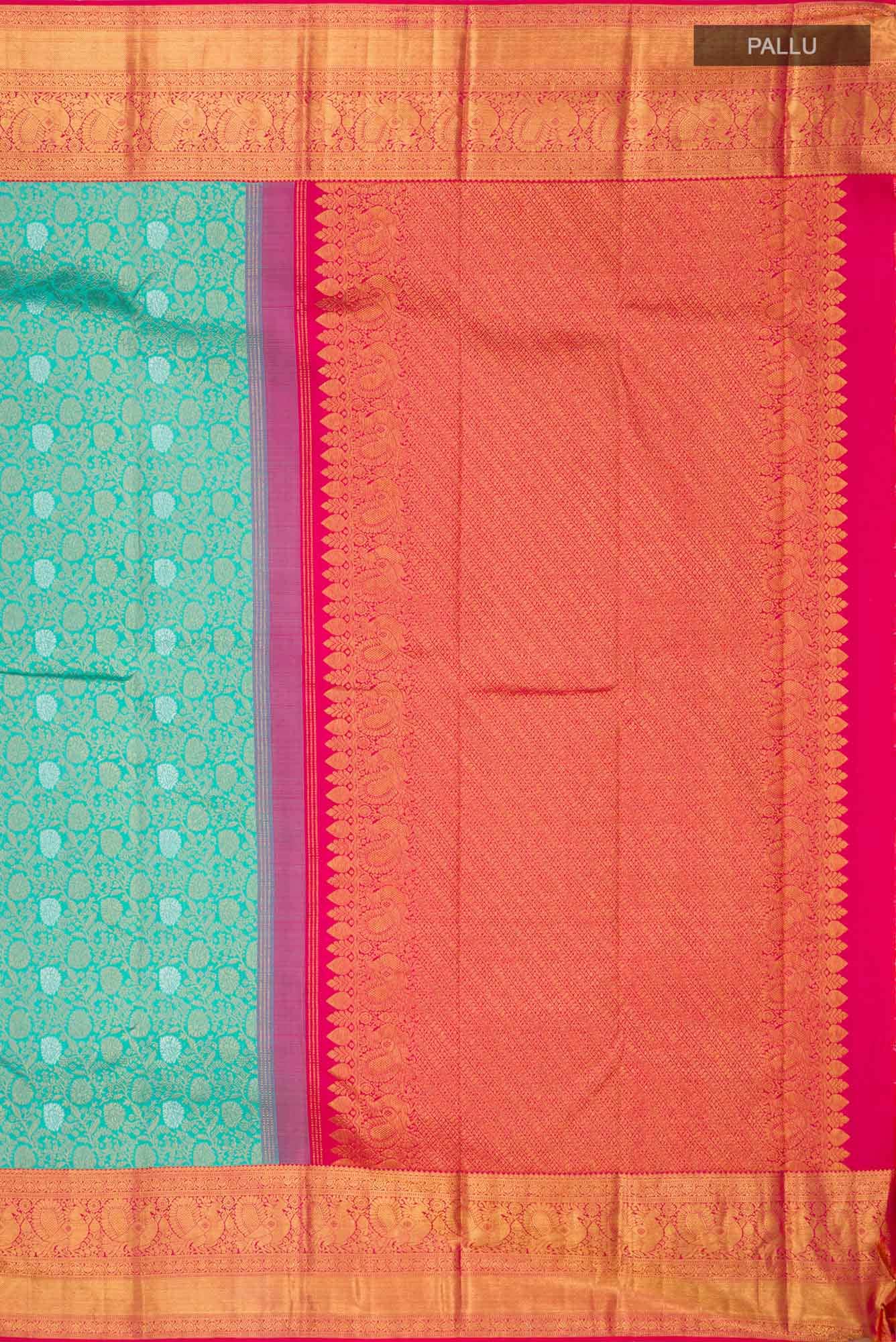 Turquoise Kanchipuram Silk Saree