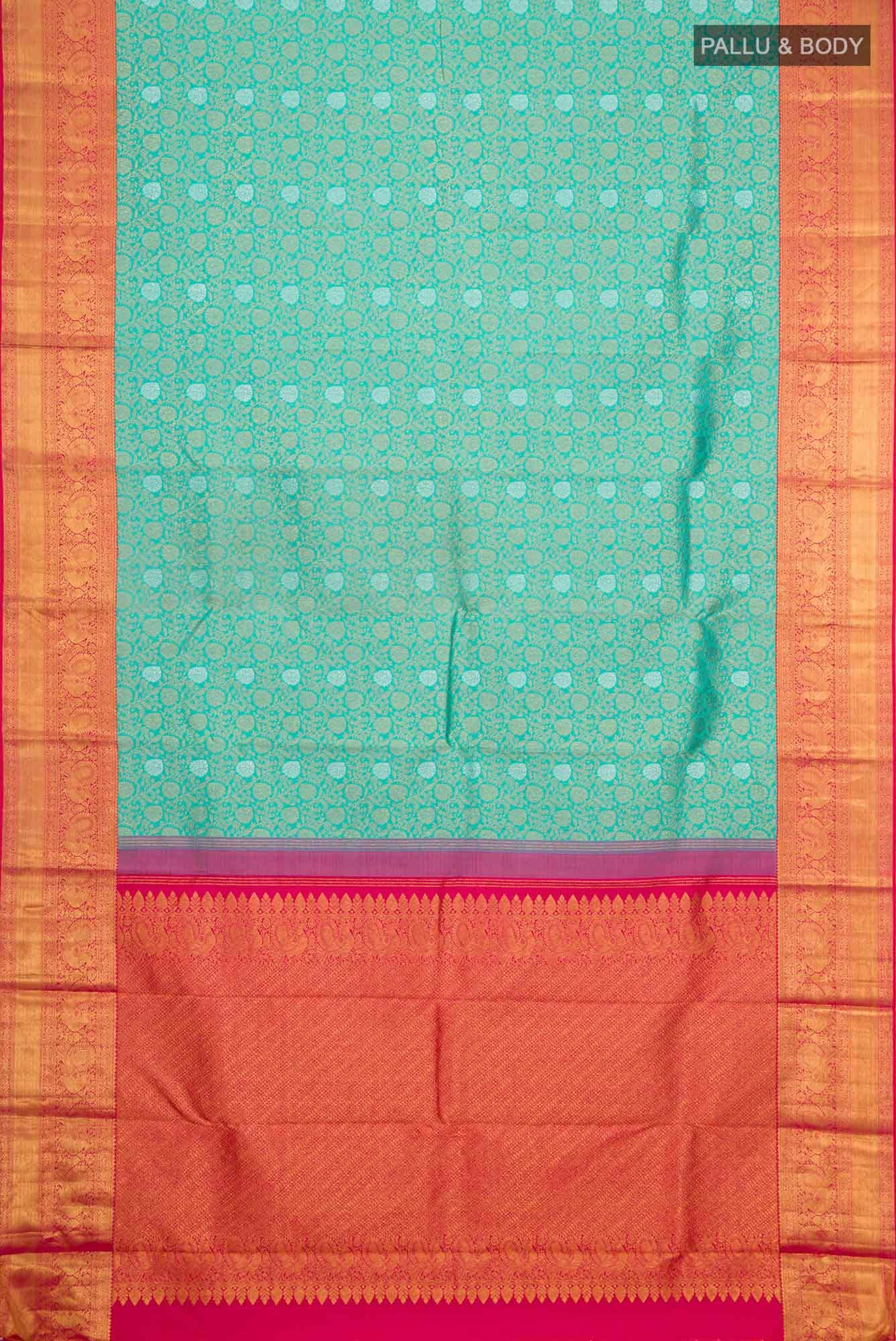 Turquoise Kanchipuram Silk Saree