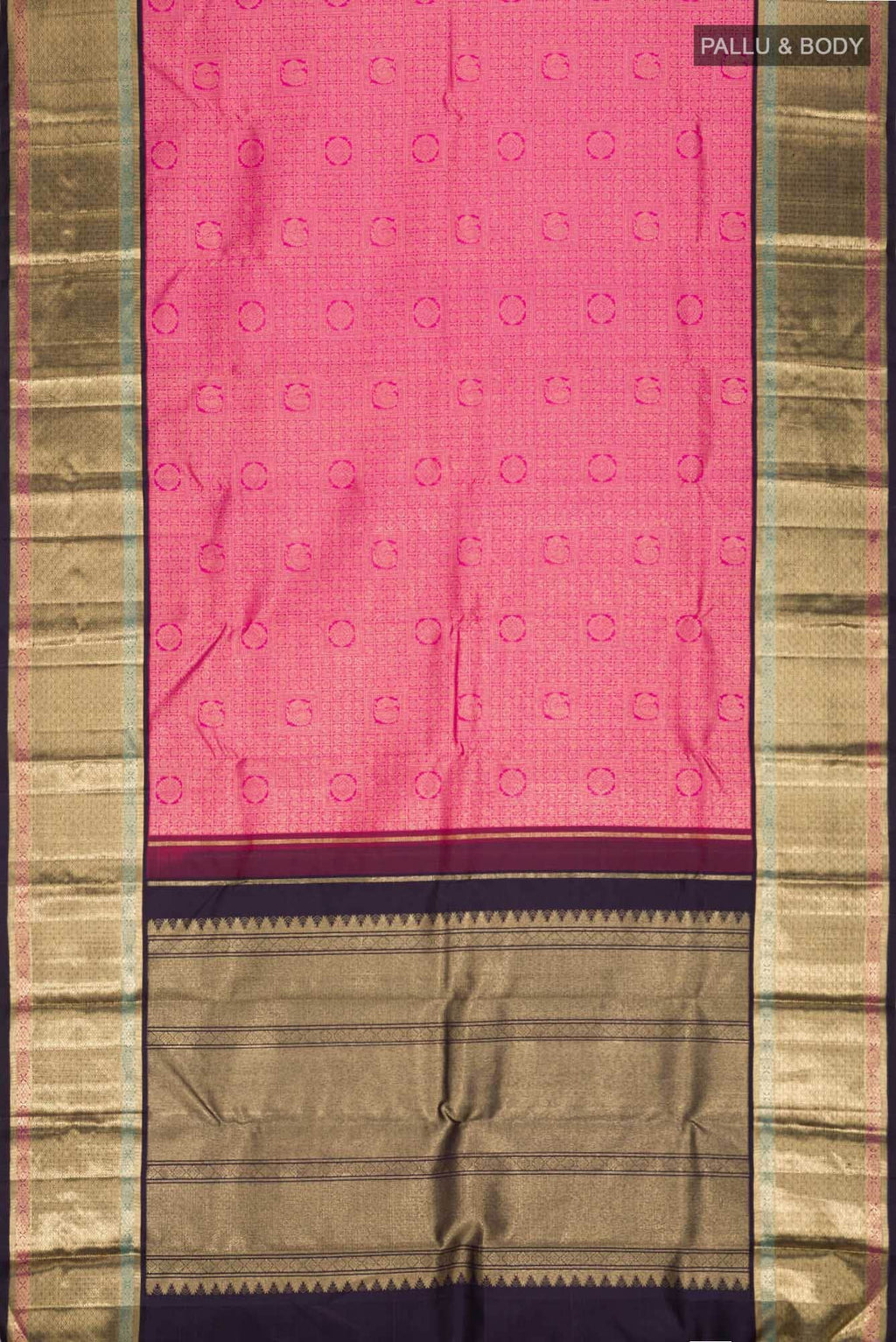 Pure Silk Pure Zari Pink Kanchipuram Saree
