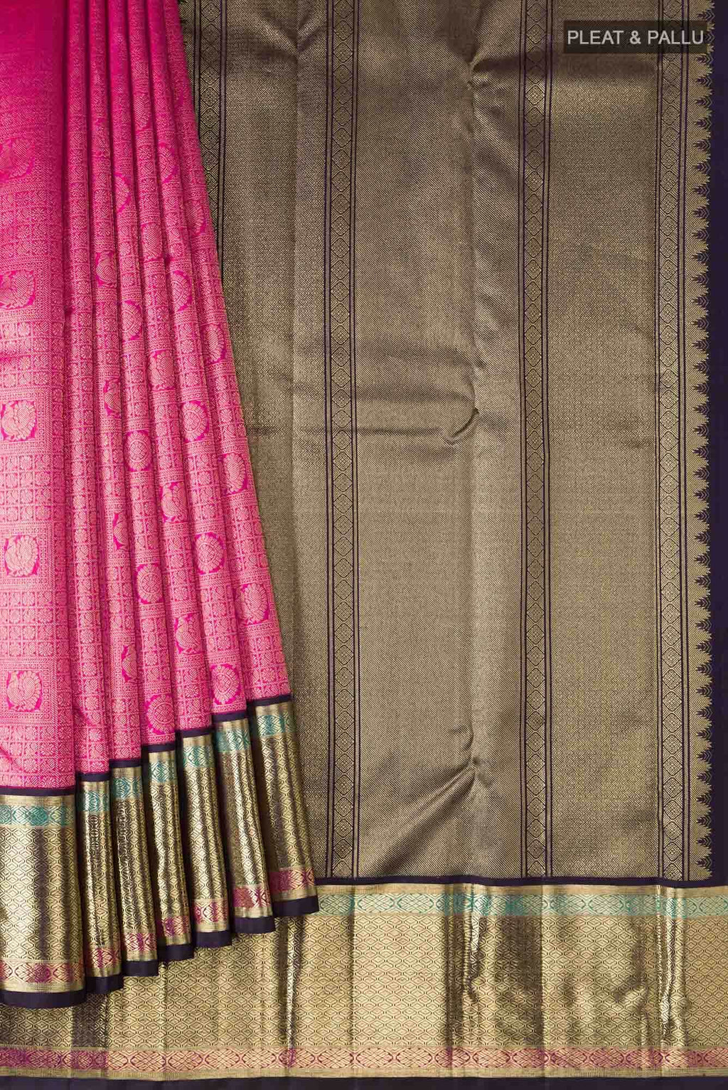 Pure Silk Pure Zari Pink Kanchipuram Saree