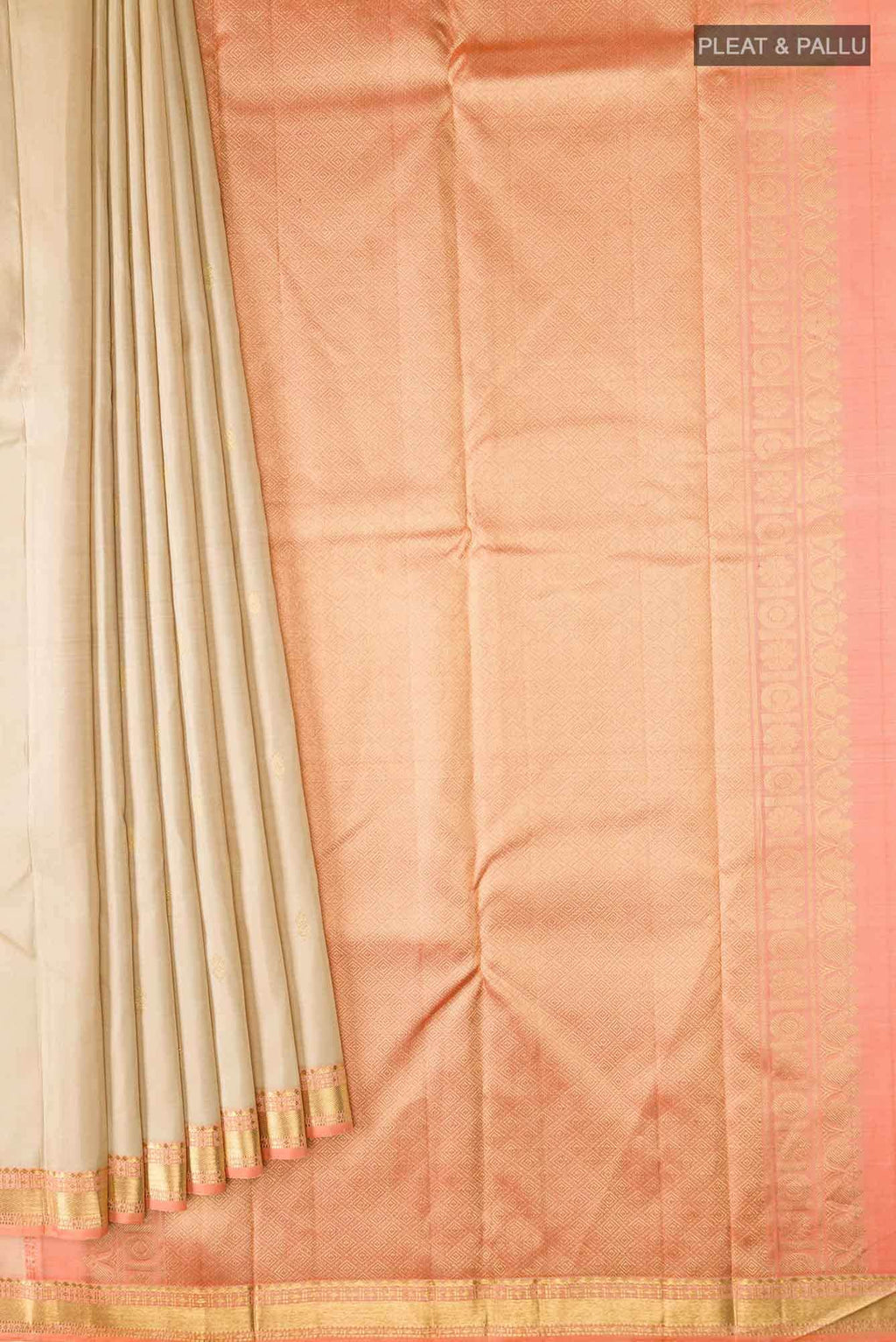 Beige Kanchipuram Silk Saree