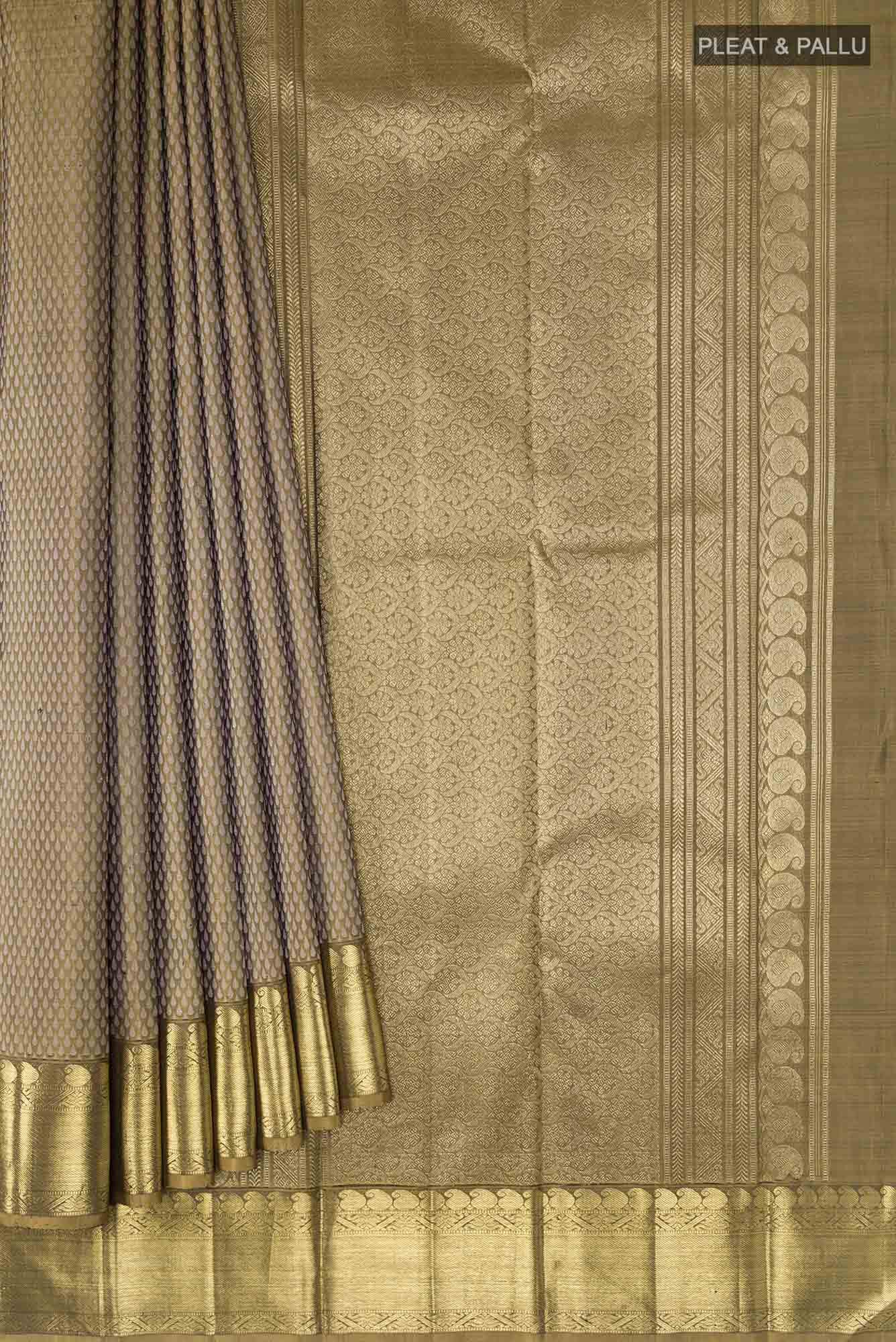 Pure Silk Pure Zari Mehandi Green Kanchipuram Saree