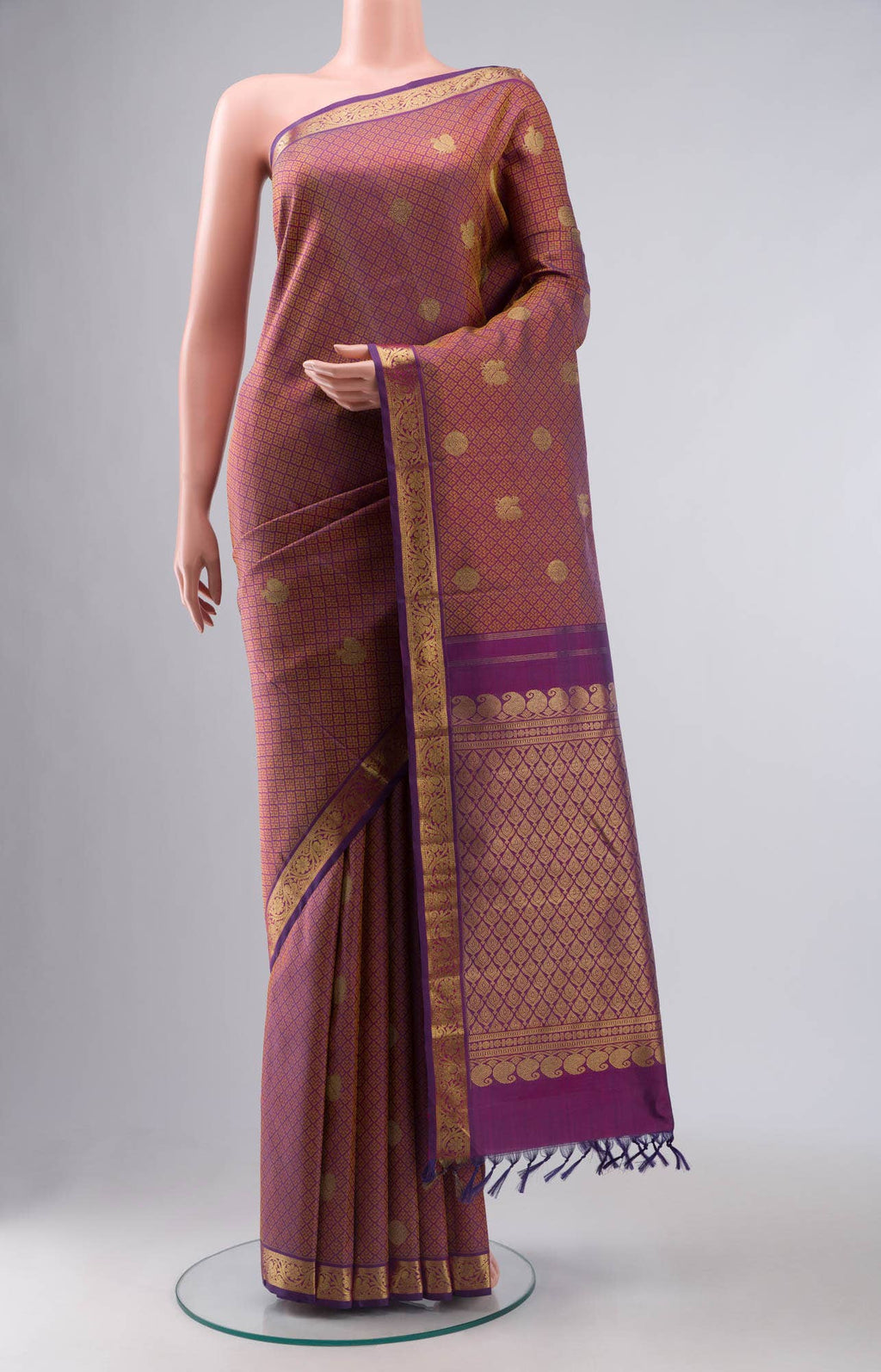Pure Silk Pure Zari Lavender Kanchipuram Saree