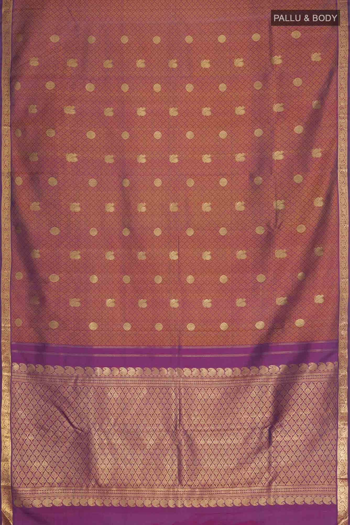 Pure Silk Pure Zari Lavender Kanchipuram Saree