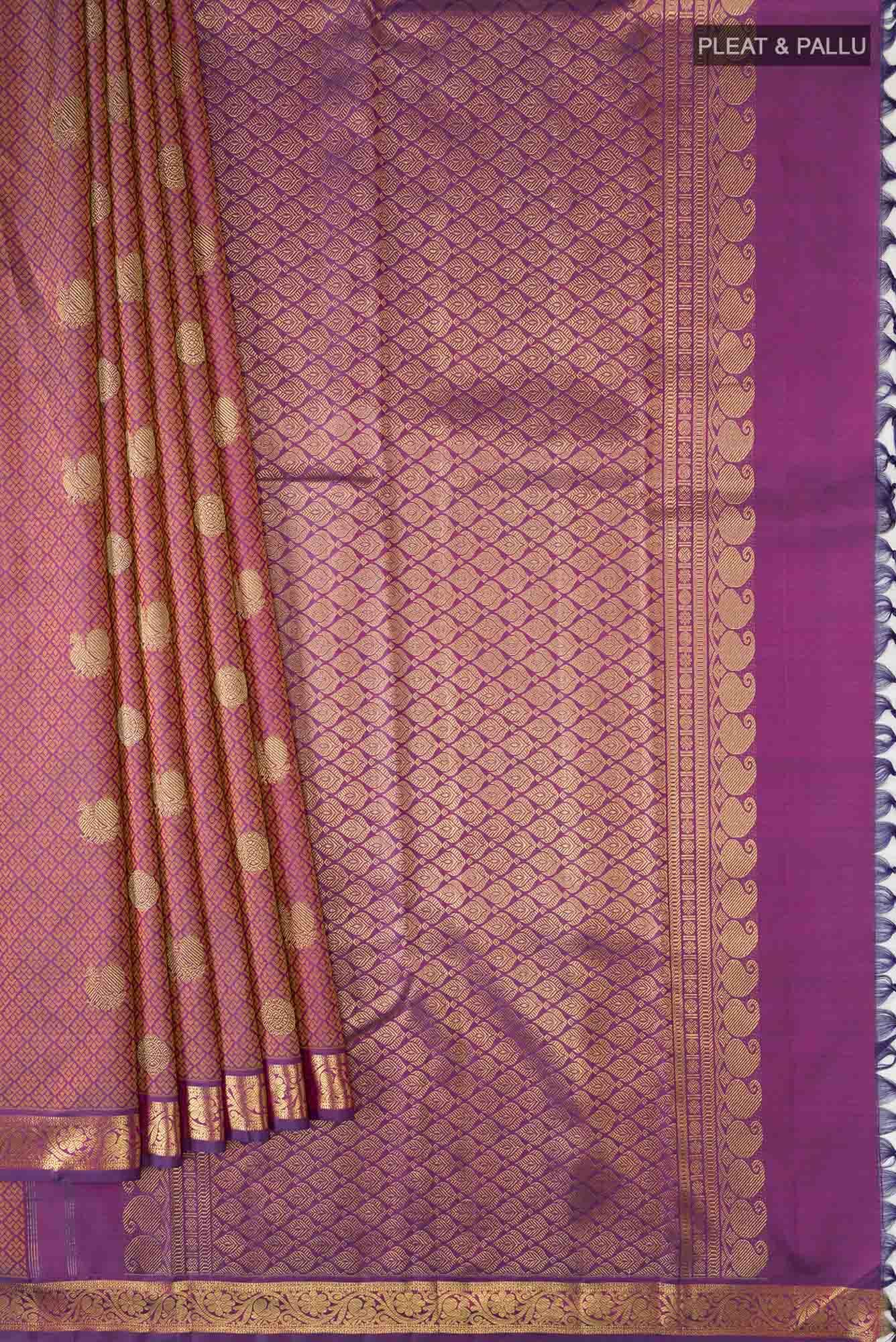 Pure Silk Pure Zari Lavender Kanchipuram Saree