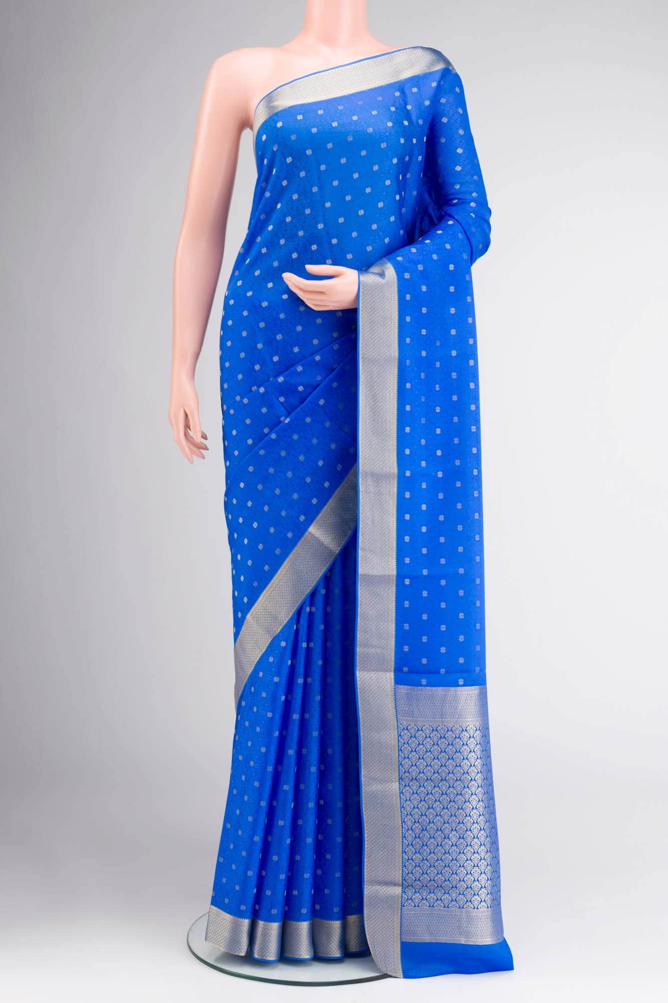 Blue Crepe Saree