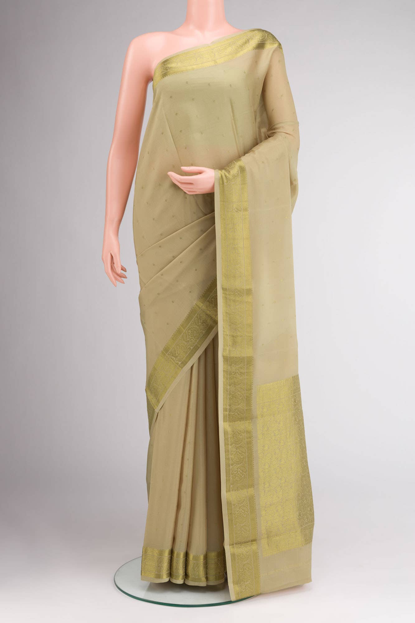 Beige Crepe Saree