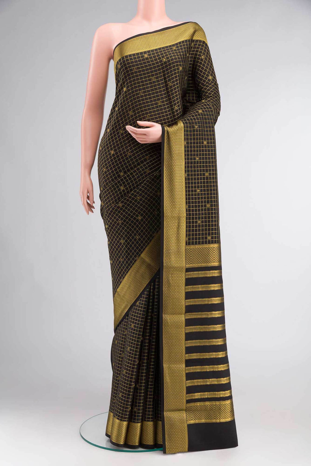 Black Mysore Crepe Saree