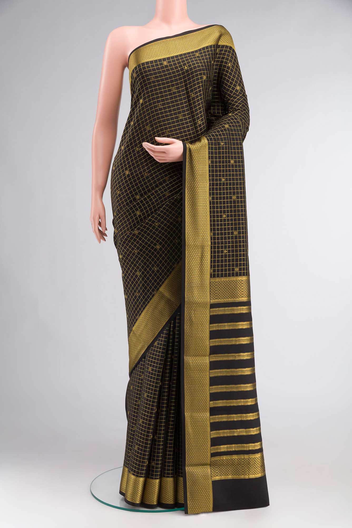 Black Mysore Crepe Saree