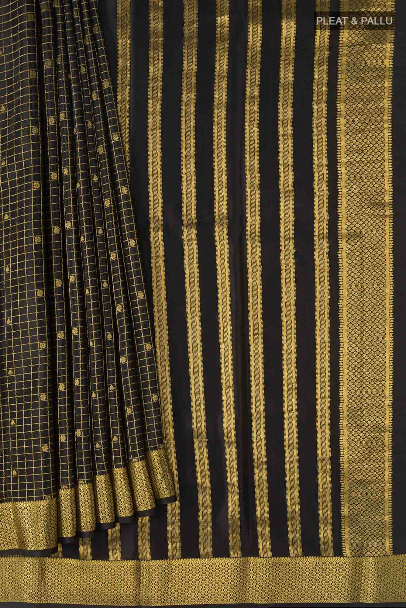 Black Mysore Crepe Saree