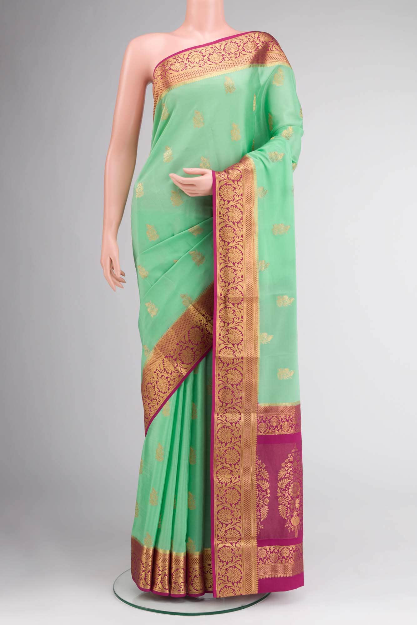 Green Crepe Saree