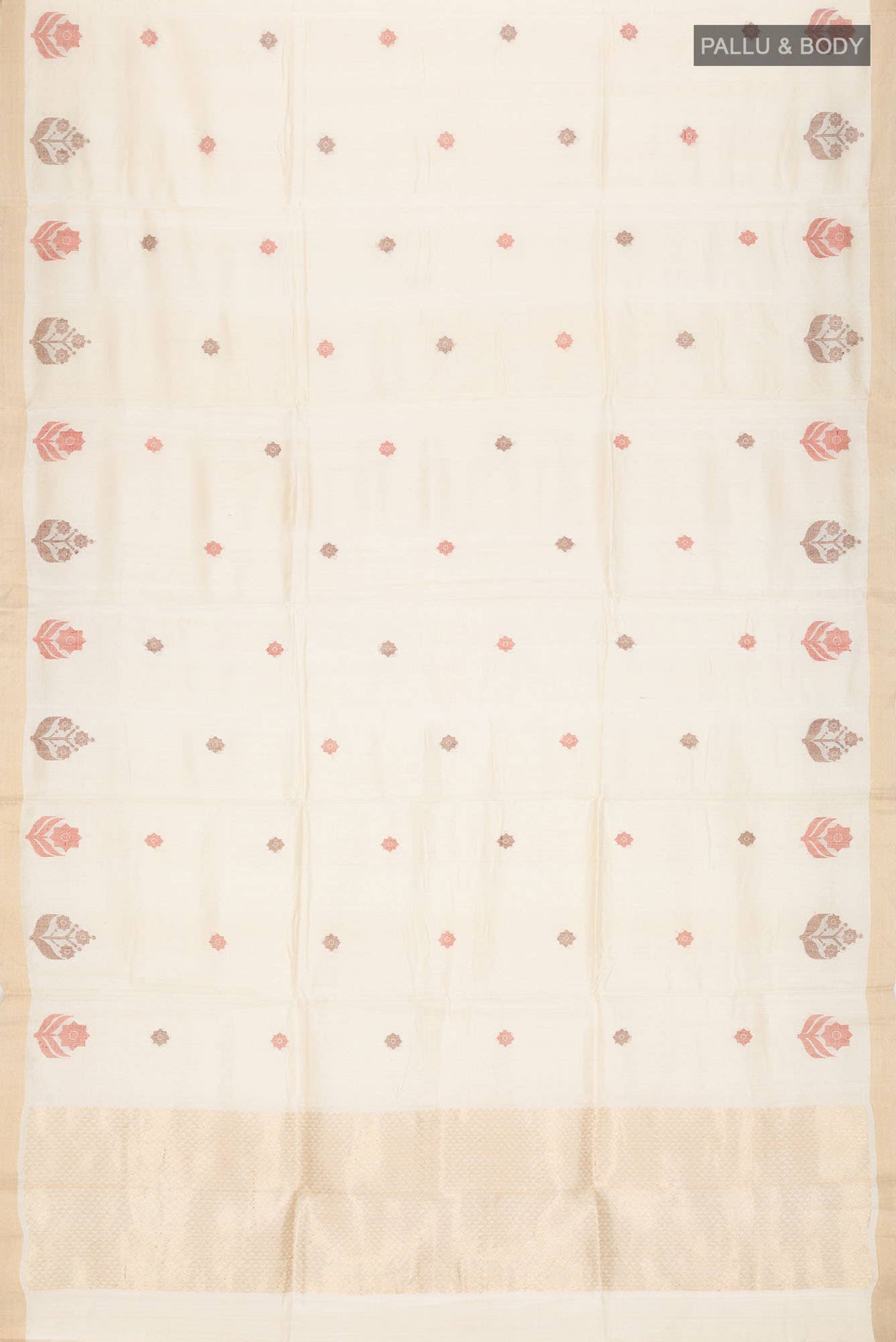 Cream Tussar Silk Saree