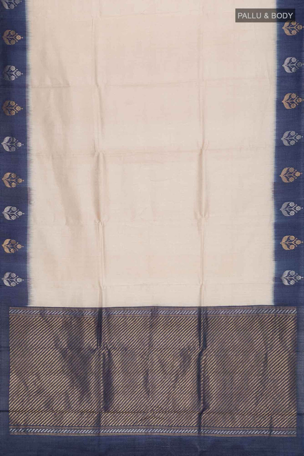Cream Tussar Silk Saree