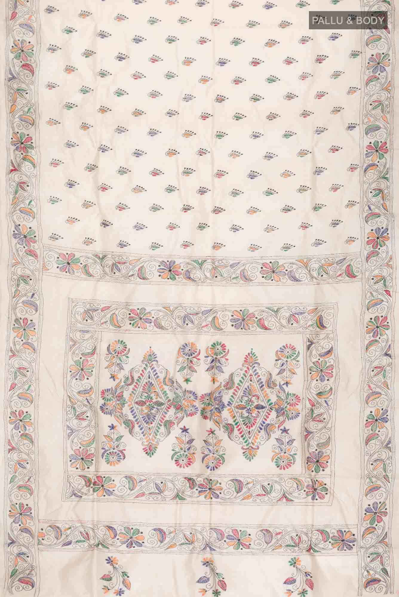 Cream Tussar Silk Saree