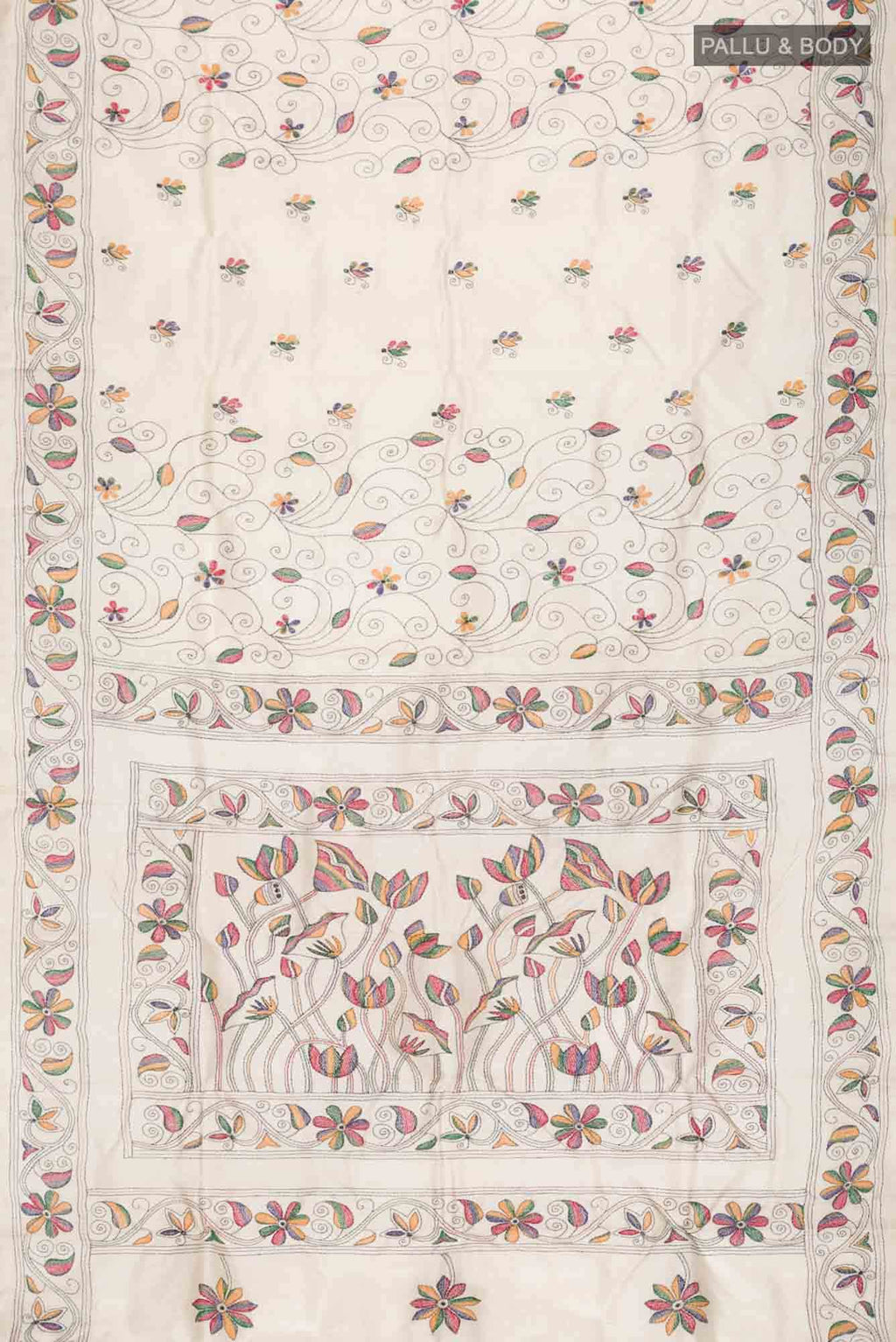 Cream Tussar Silk Saree