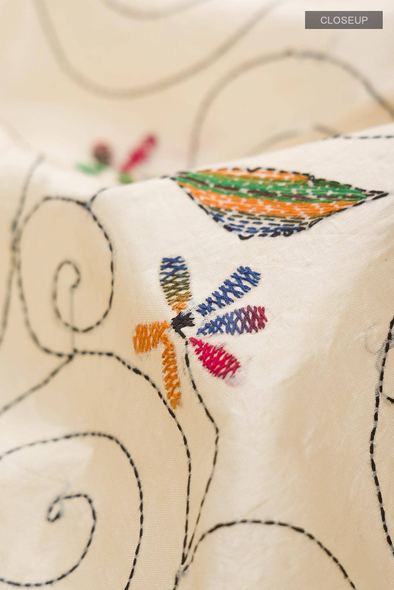 Cream Tussar Silk Saree