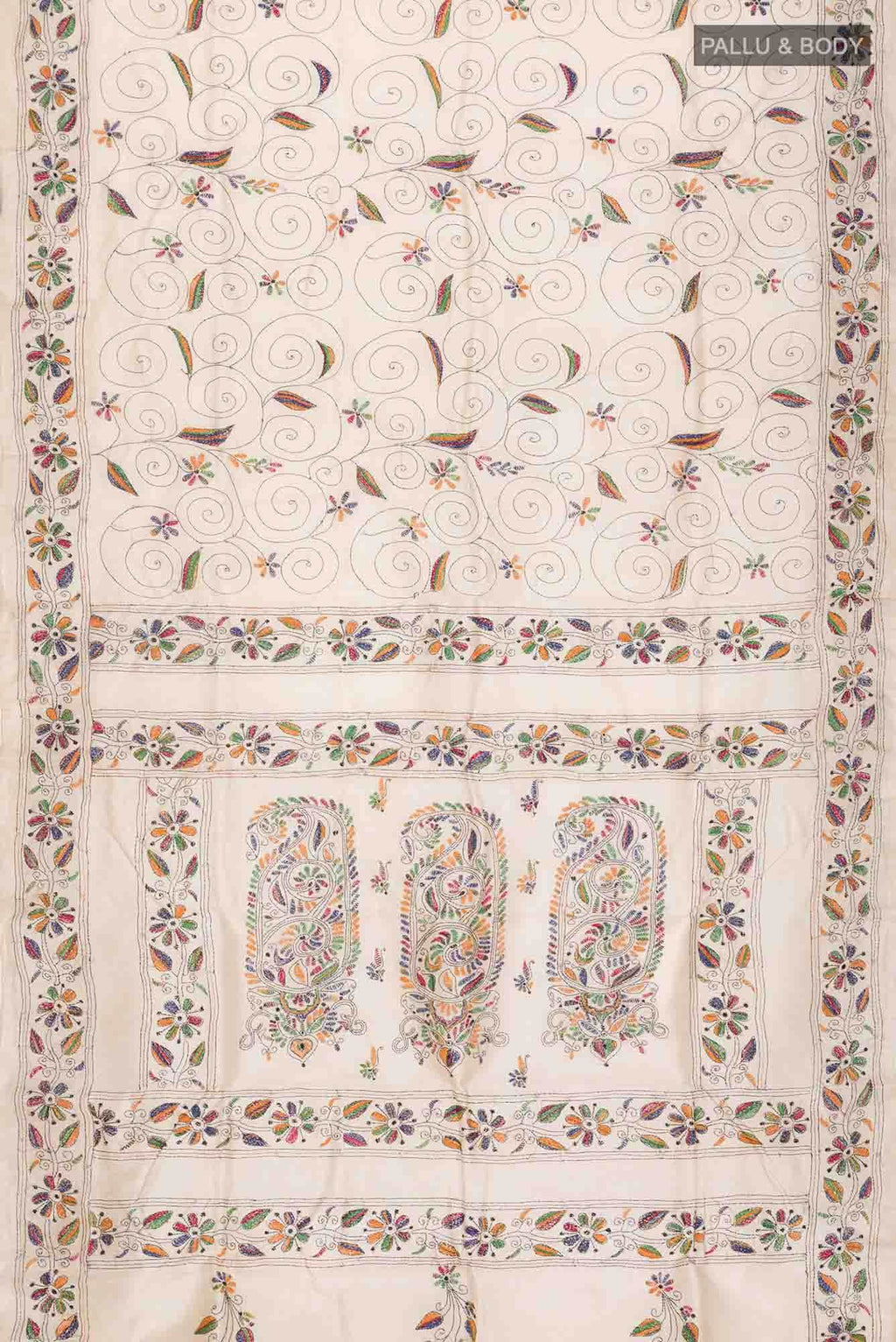 Cream Tussar Silk Saree