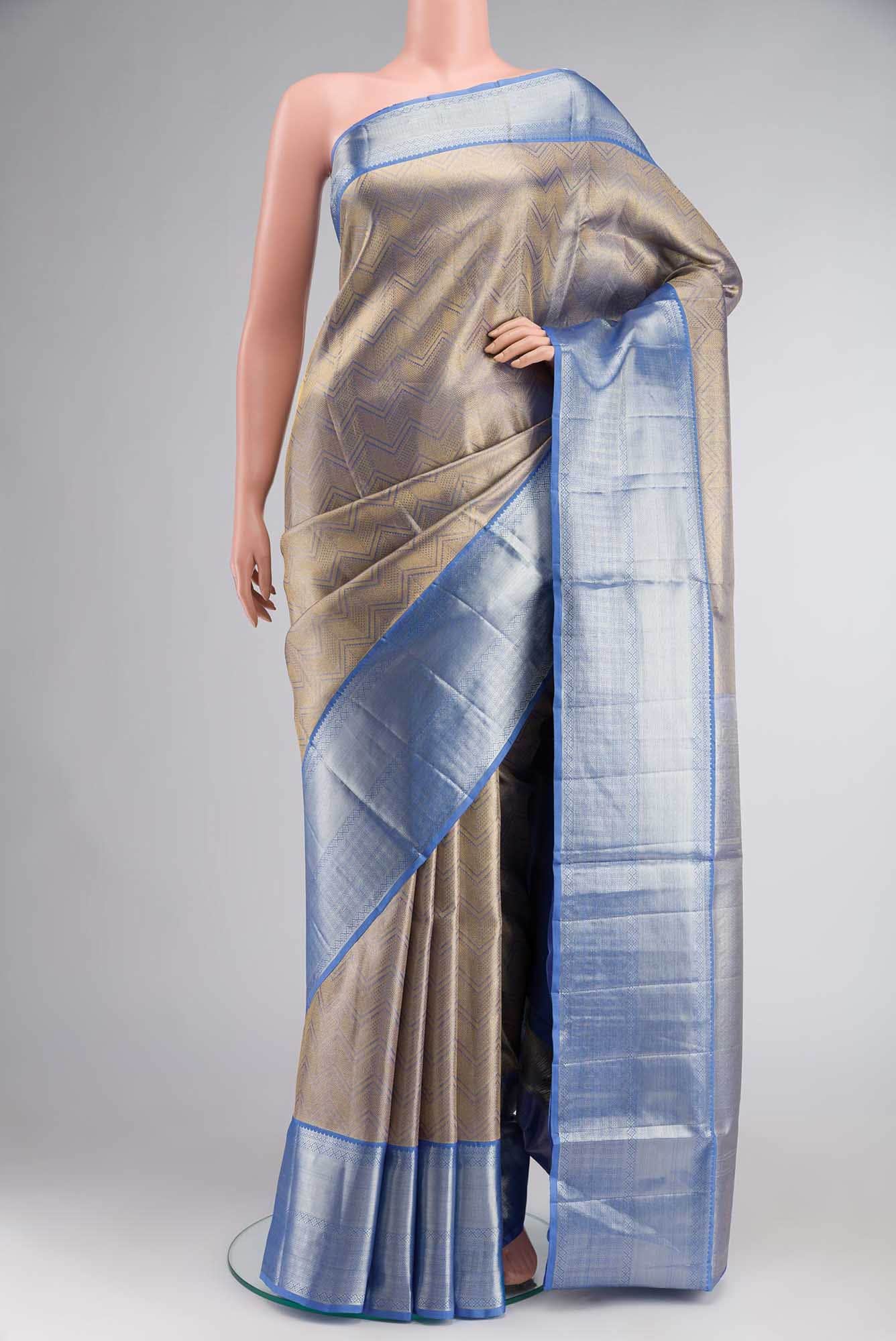 Blue Kanchipuram Tissue Silk Saree