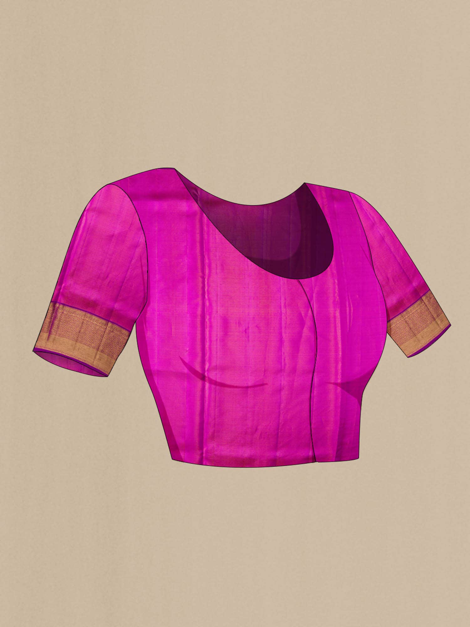 Gold with Pink Dual Tone Kanchipuram Tissue Silk Saree