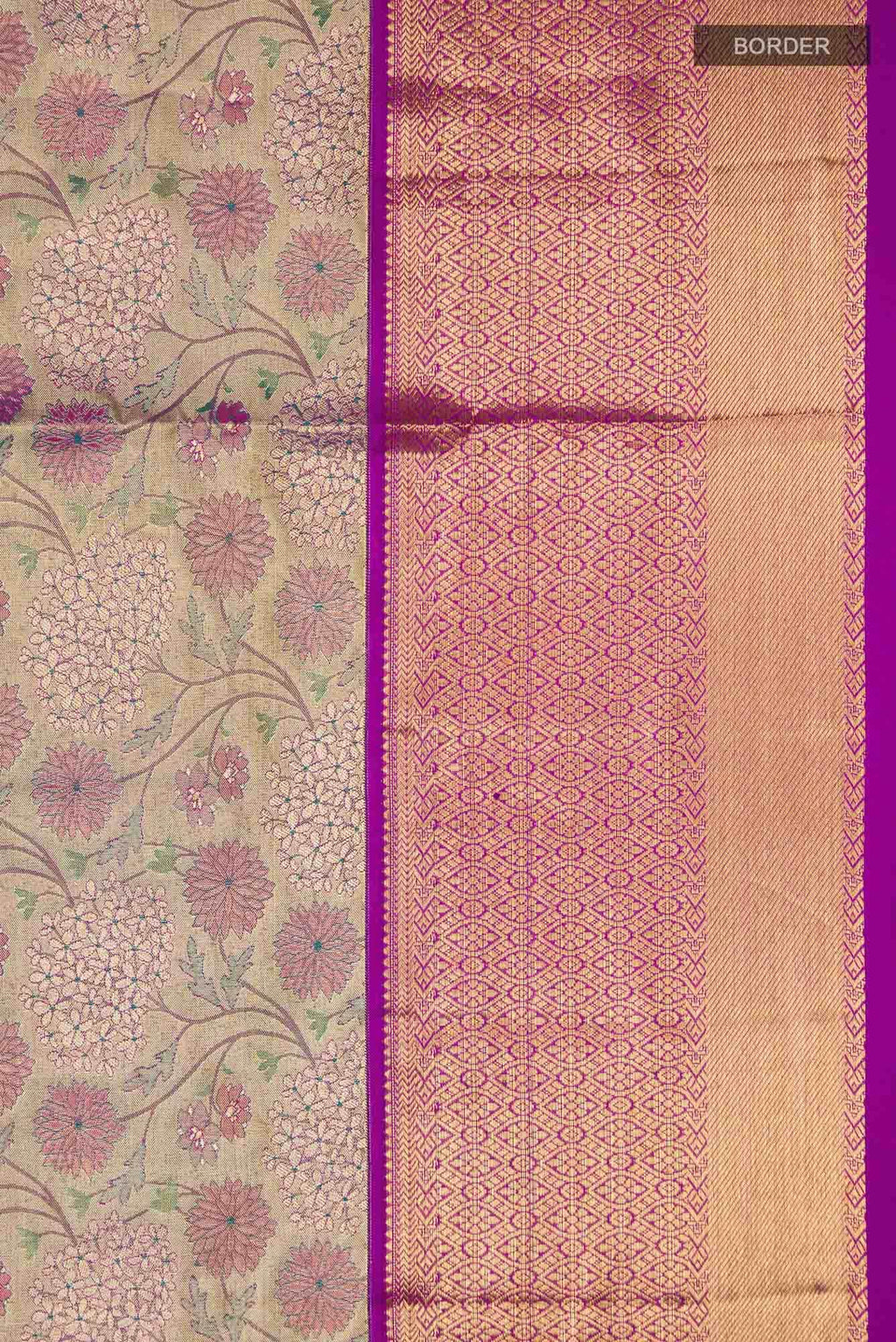 Gold with Pink Dual Tone Kanchipuram Tissue Silk Saree