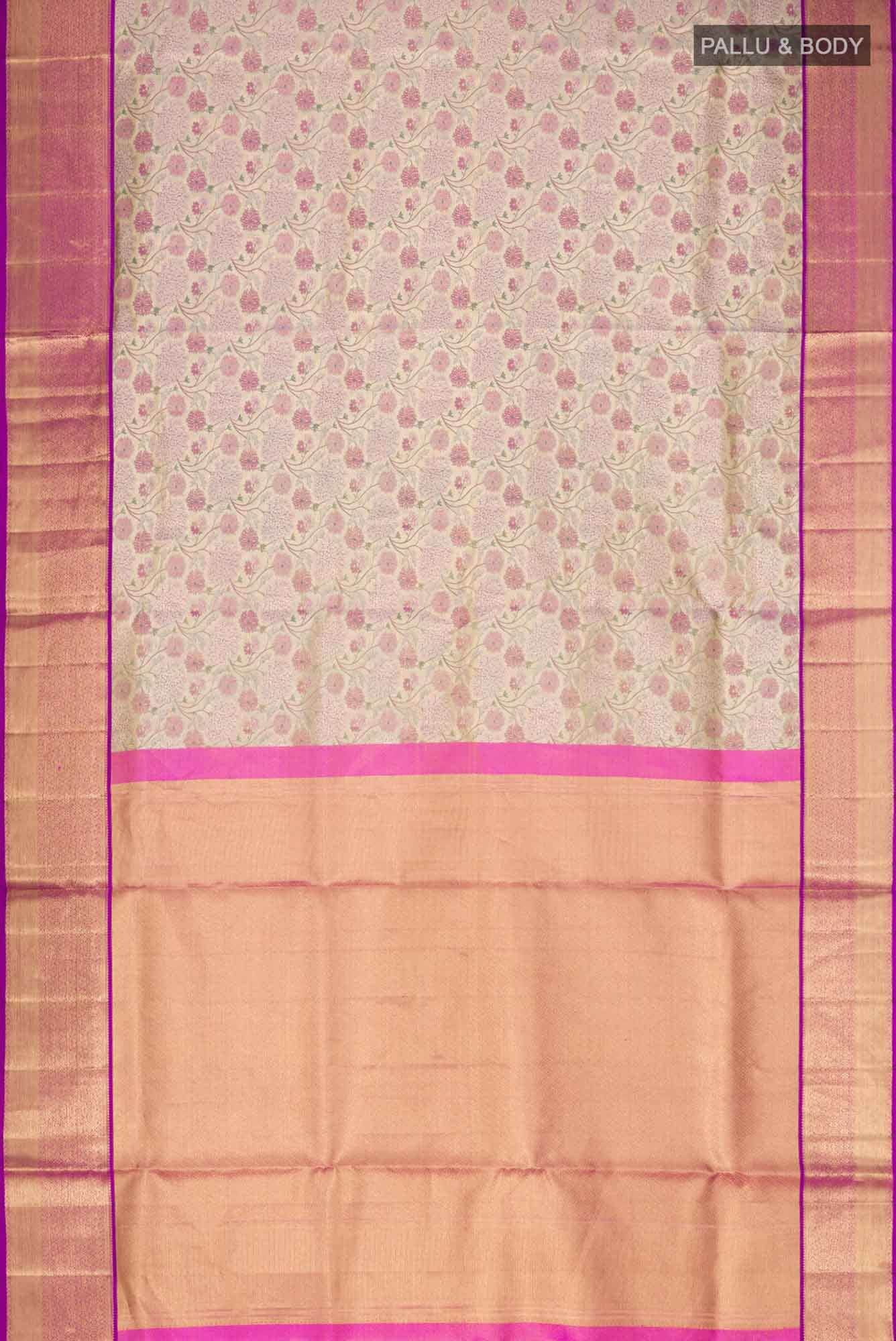 Gold with Pink Dual Tone Kanchipuram Tissue Silk Saree