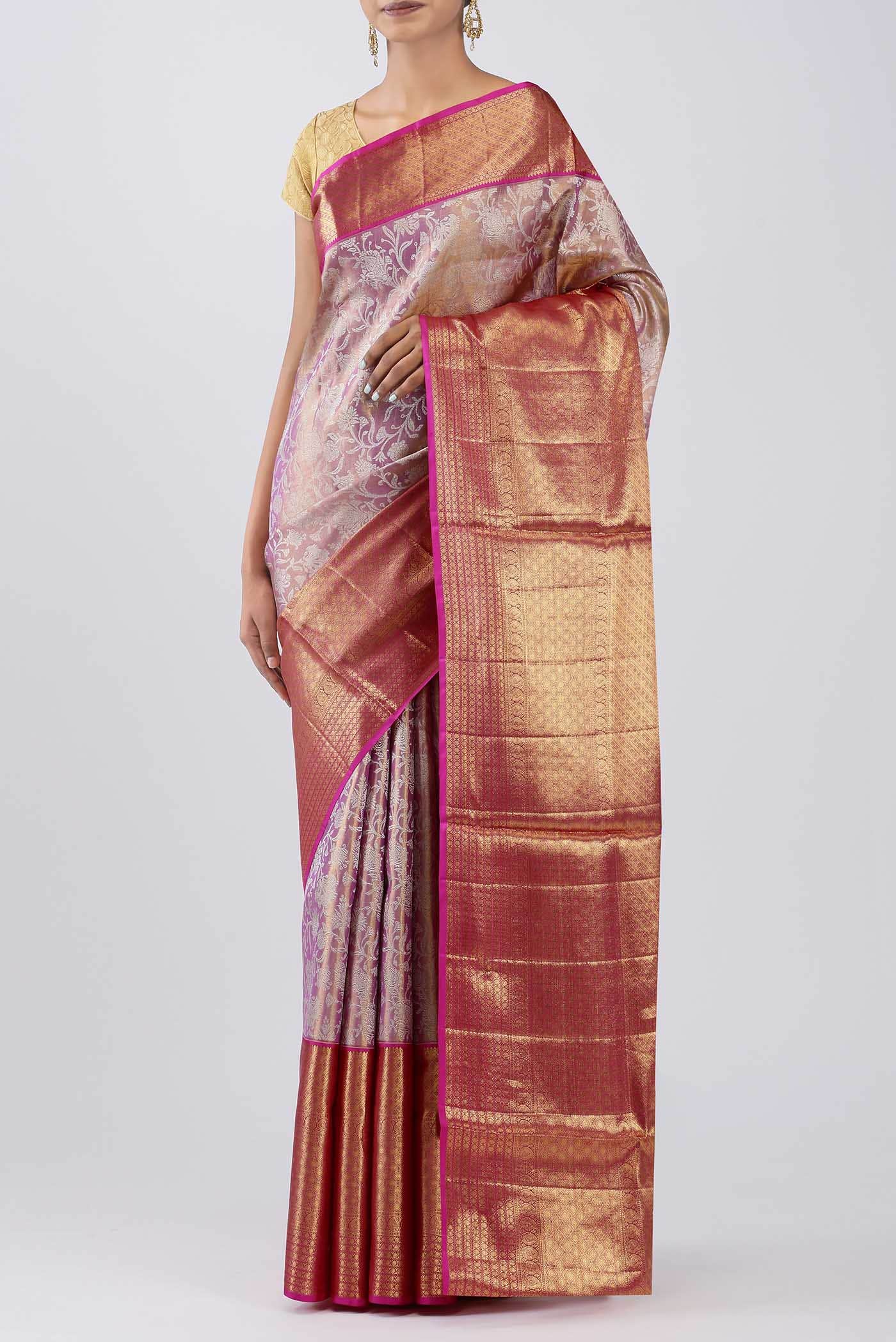 Lavender Kanchipuram Tissue Silk Saree