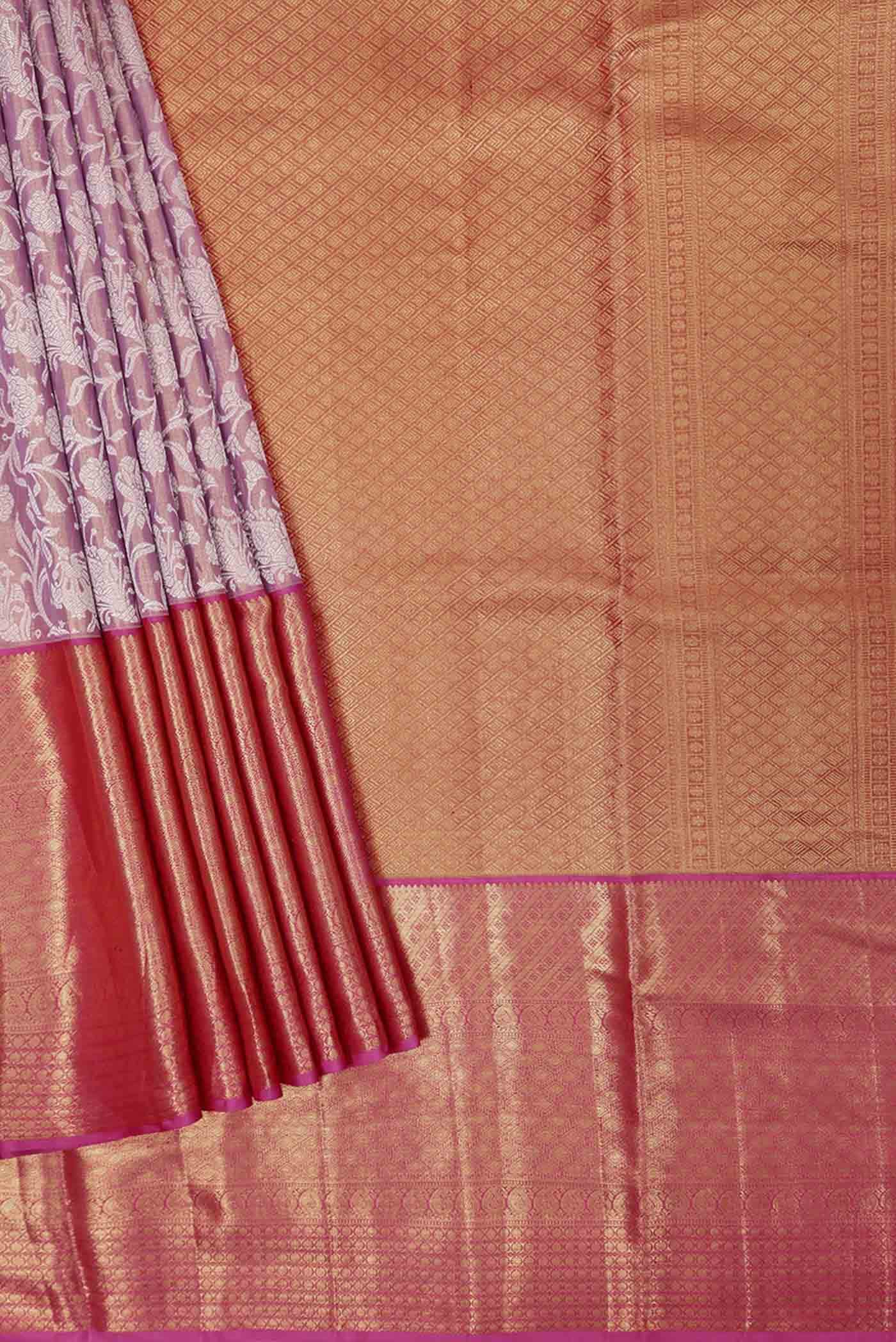 Lavender Kanchipuram Tissue Silk Saree