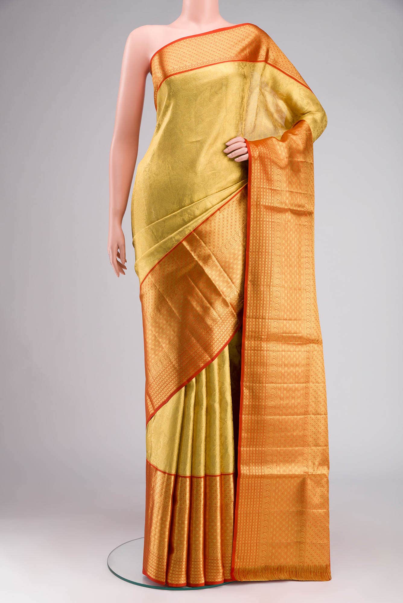 Golden Kanchipuram Tissue Silk Saree
