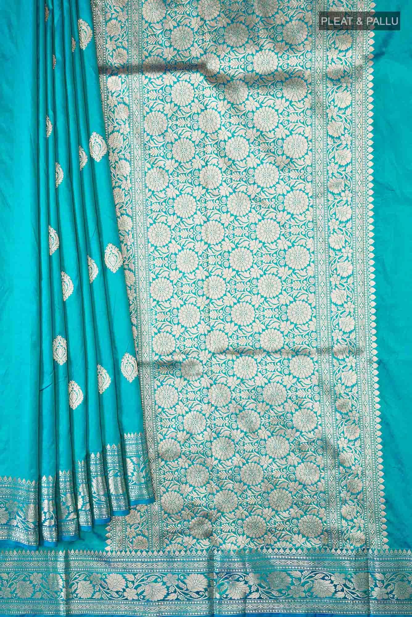 Blue Banarasi Katan Silk Saree