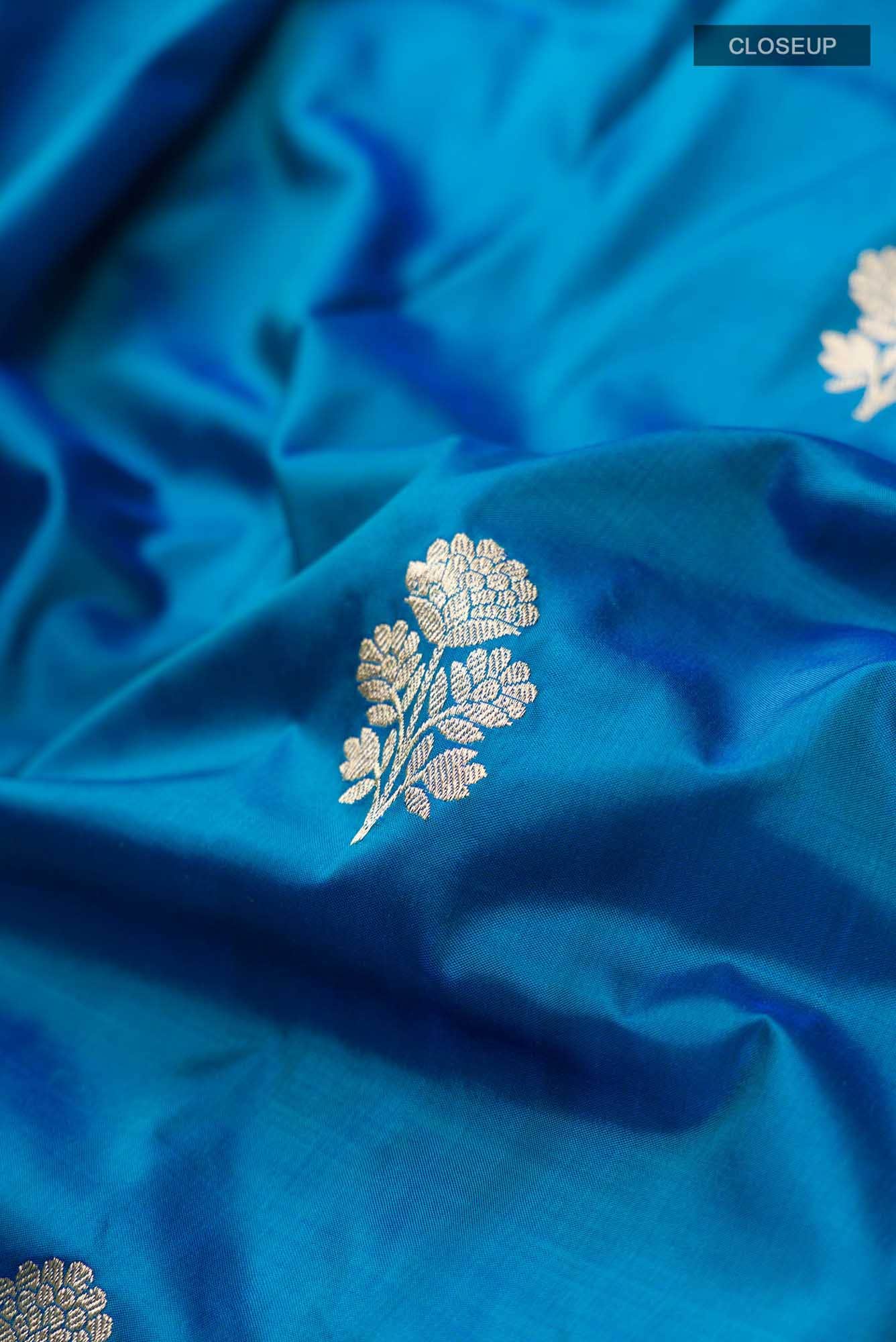 Blue Banarasi Katan Silk Saree