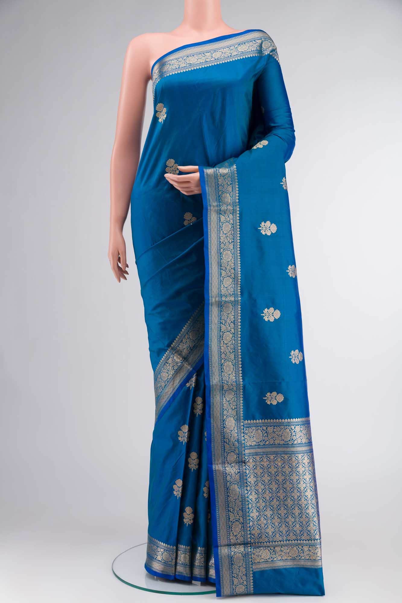 Blue Banarasi Katan Silk Saree