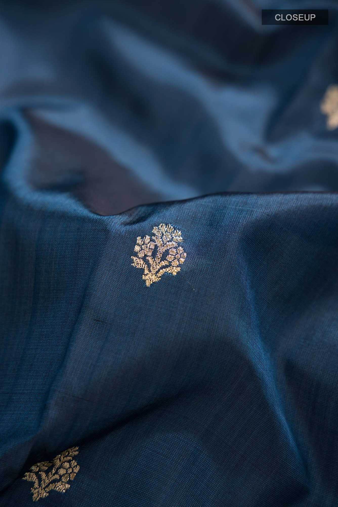 Blue Banarasi Katan Silk Saree
