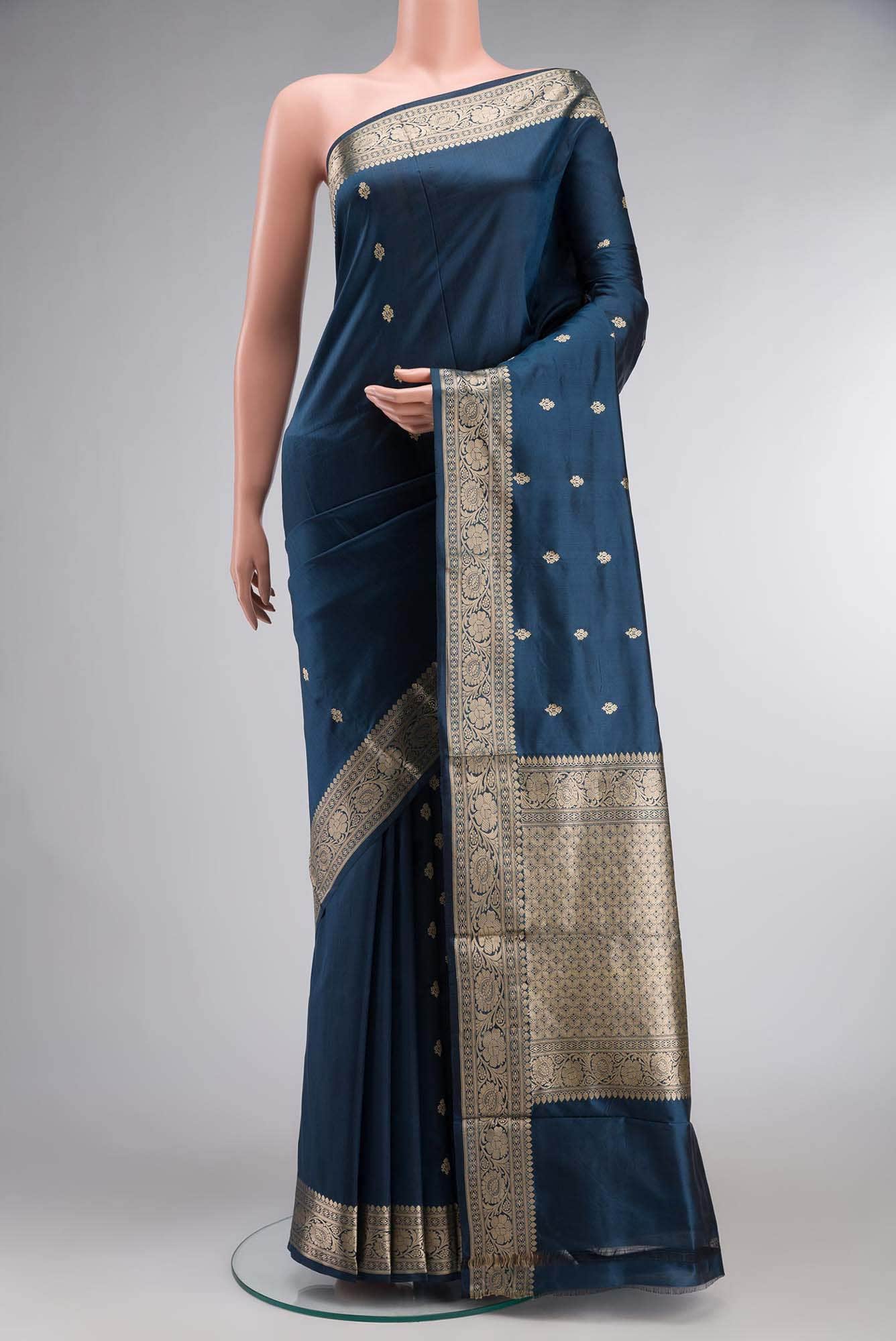 Blue Banarasi Katan Silk Saree