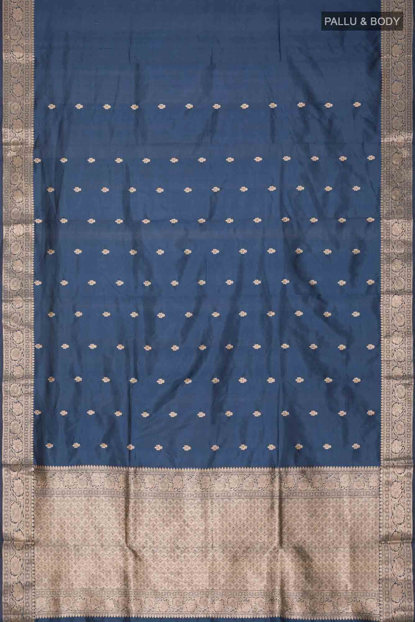 Blue Banarasi Katan Silk Saree