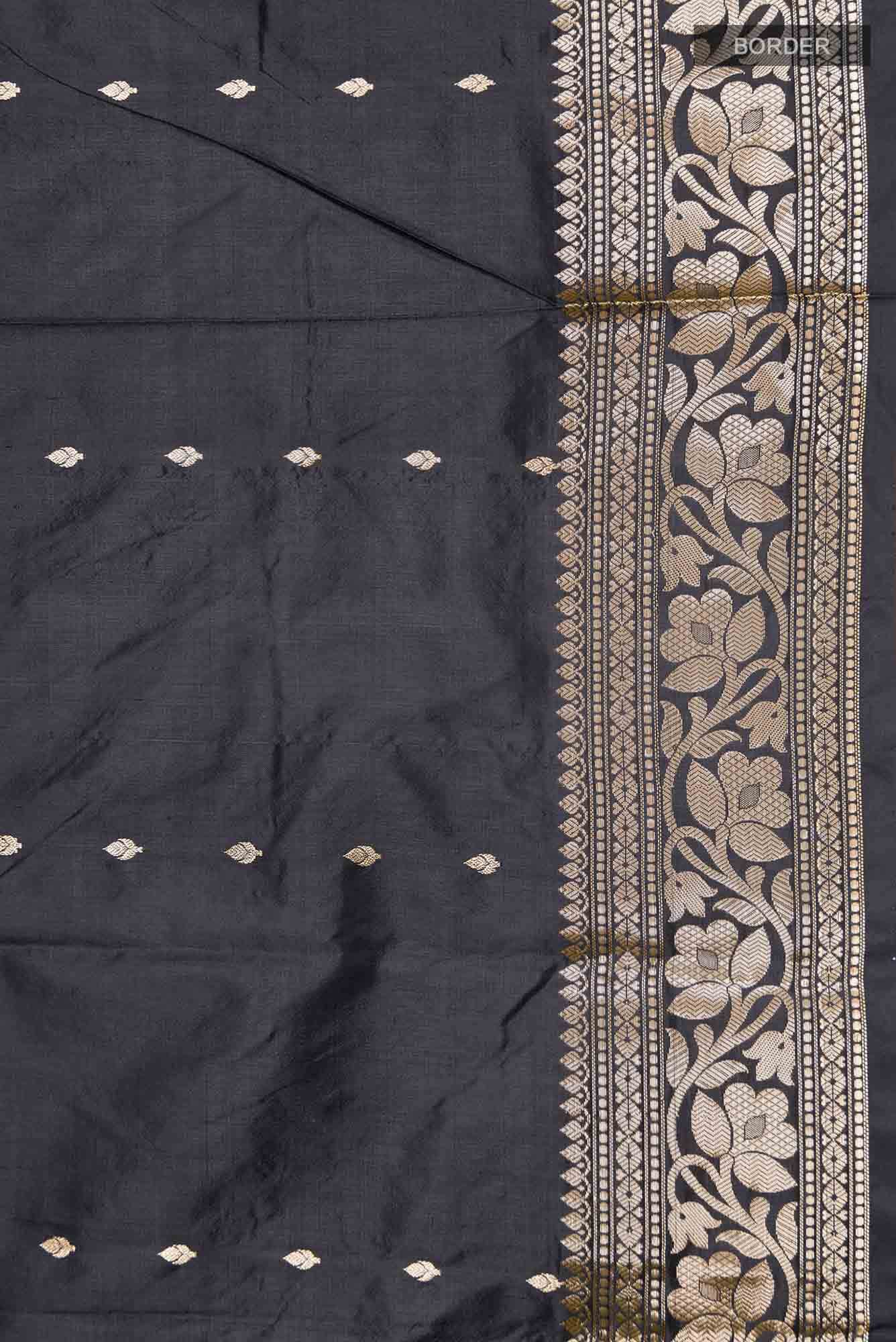 Black Banarasi Katan Silk Saree
