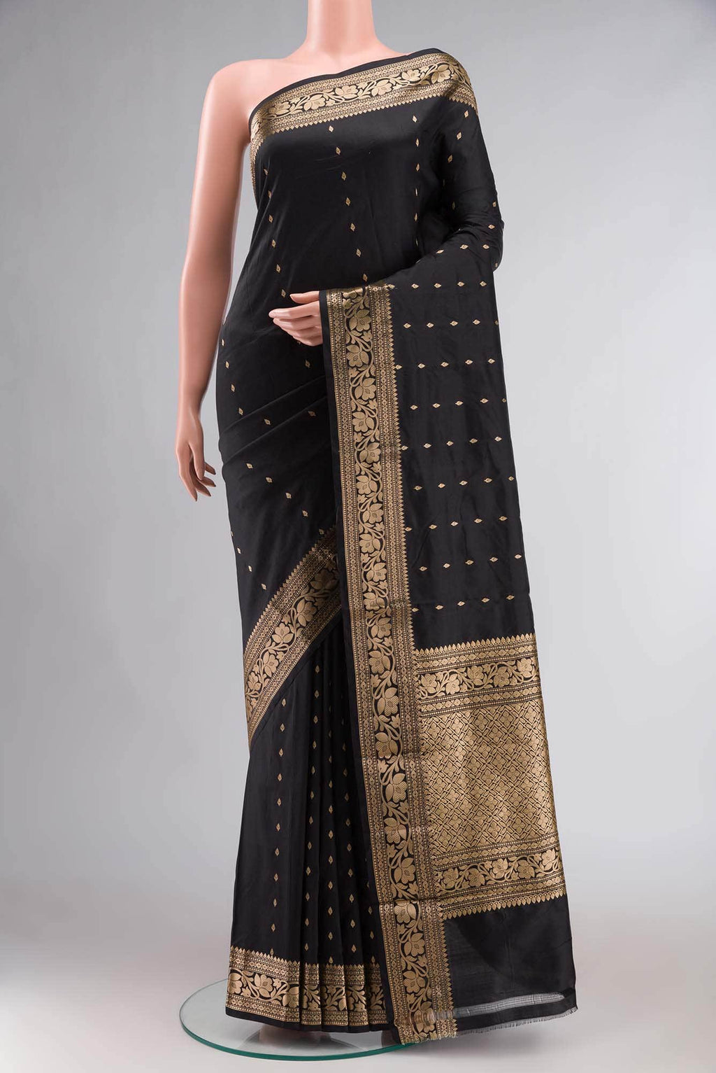 Black Banarasi Katan Silk Saree