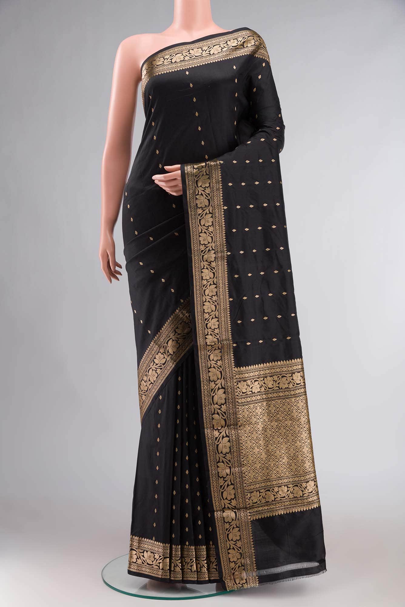Black Banarasi Katan Silk Saree