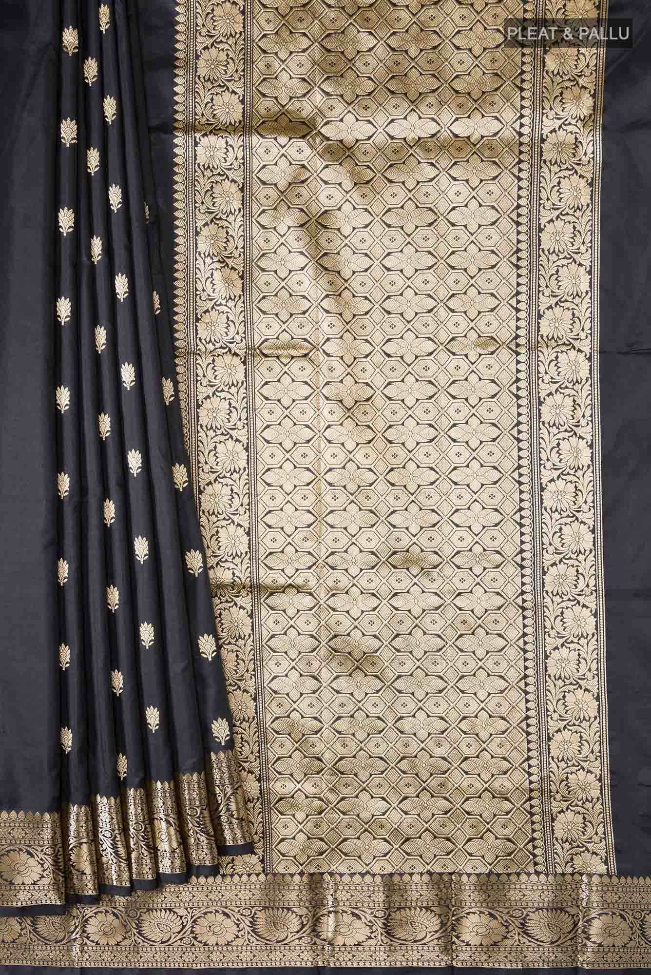 Black Banarasi Katan Silk Saree