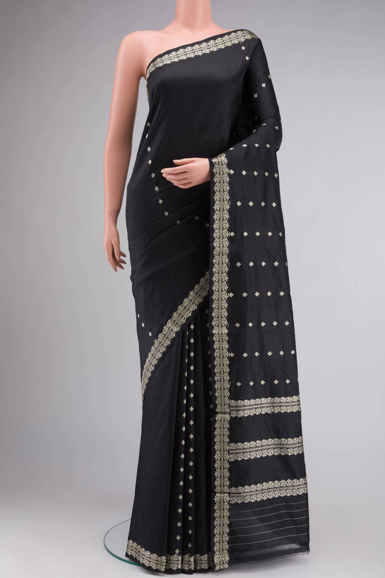Black Banarasi Katan Silk Saree
