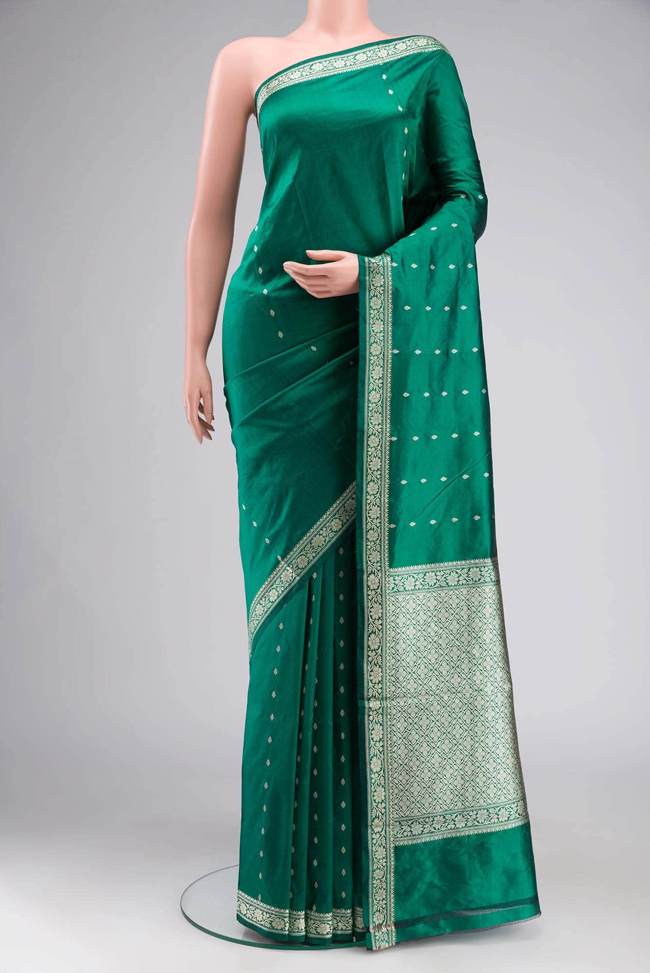 Green Banarasi Katan Silk Saree