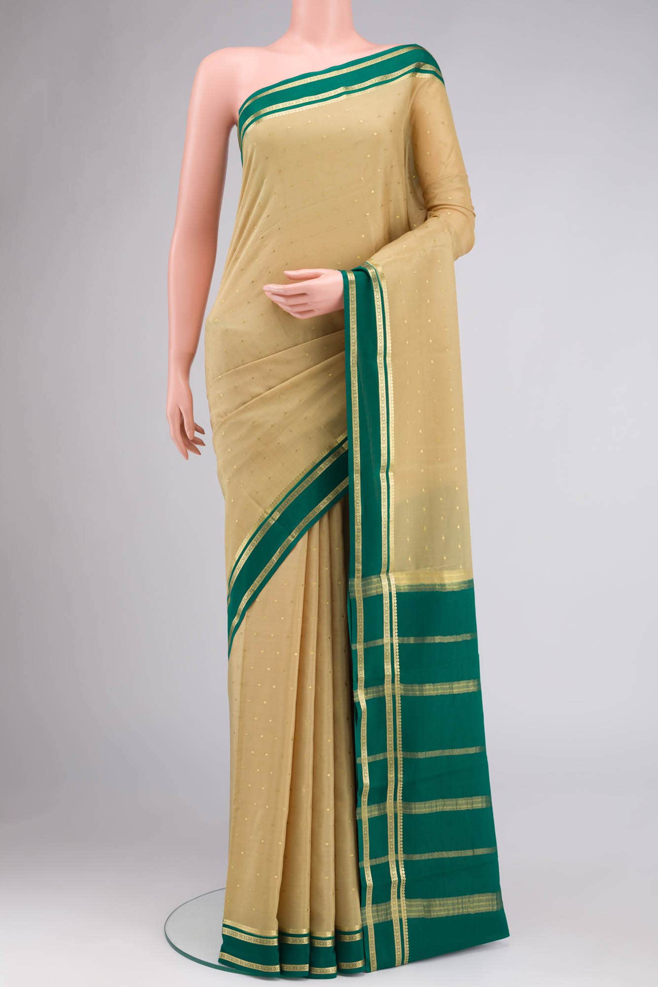 Beige Crepe Saree
