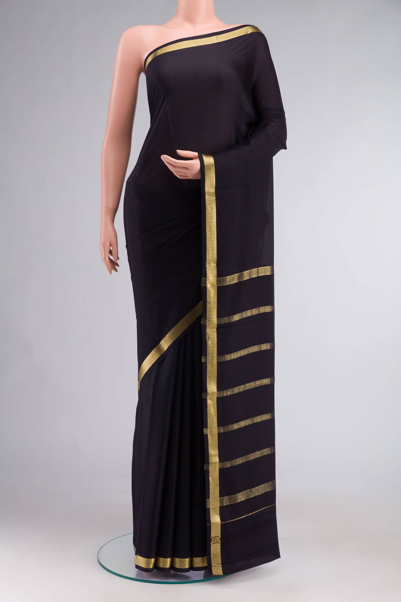 Black Mysore Crepe Saree